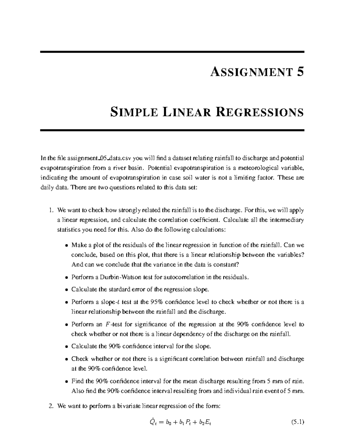 Assignment 5 2017 - ASSIGNMENT 5 SIMPLE LINEAR REGRESSIONS In thefile ...