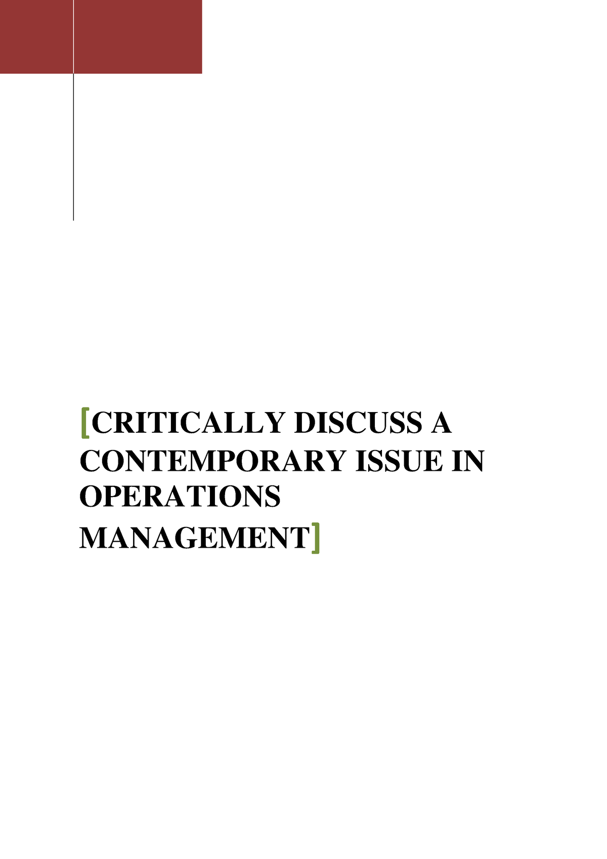 master thesis topics in operations management