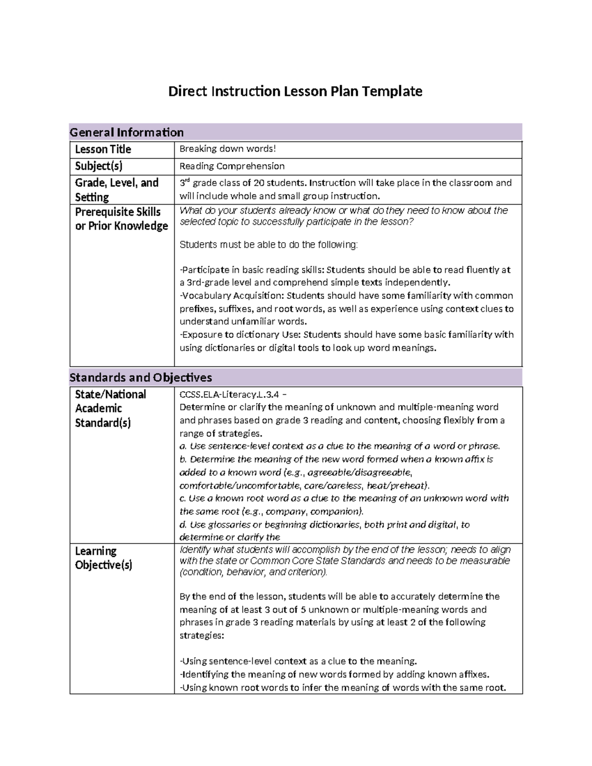 Task 1-c910 - Task 1 passed - Direct Instruction Lesson Plan Template ...