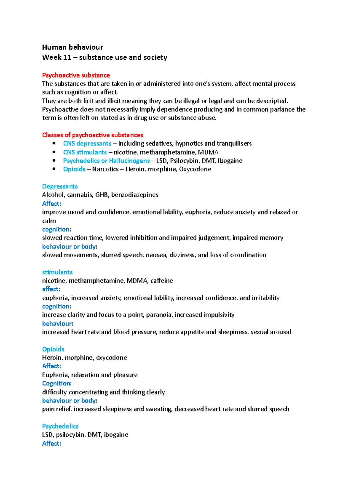 Human behaviour w11 - Lecture notes 11 - Human behaviour Week 11 ...