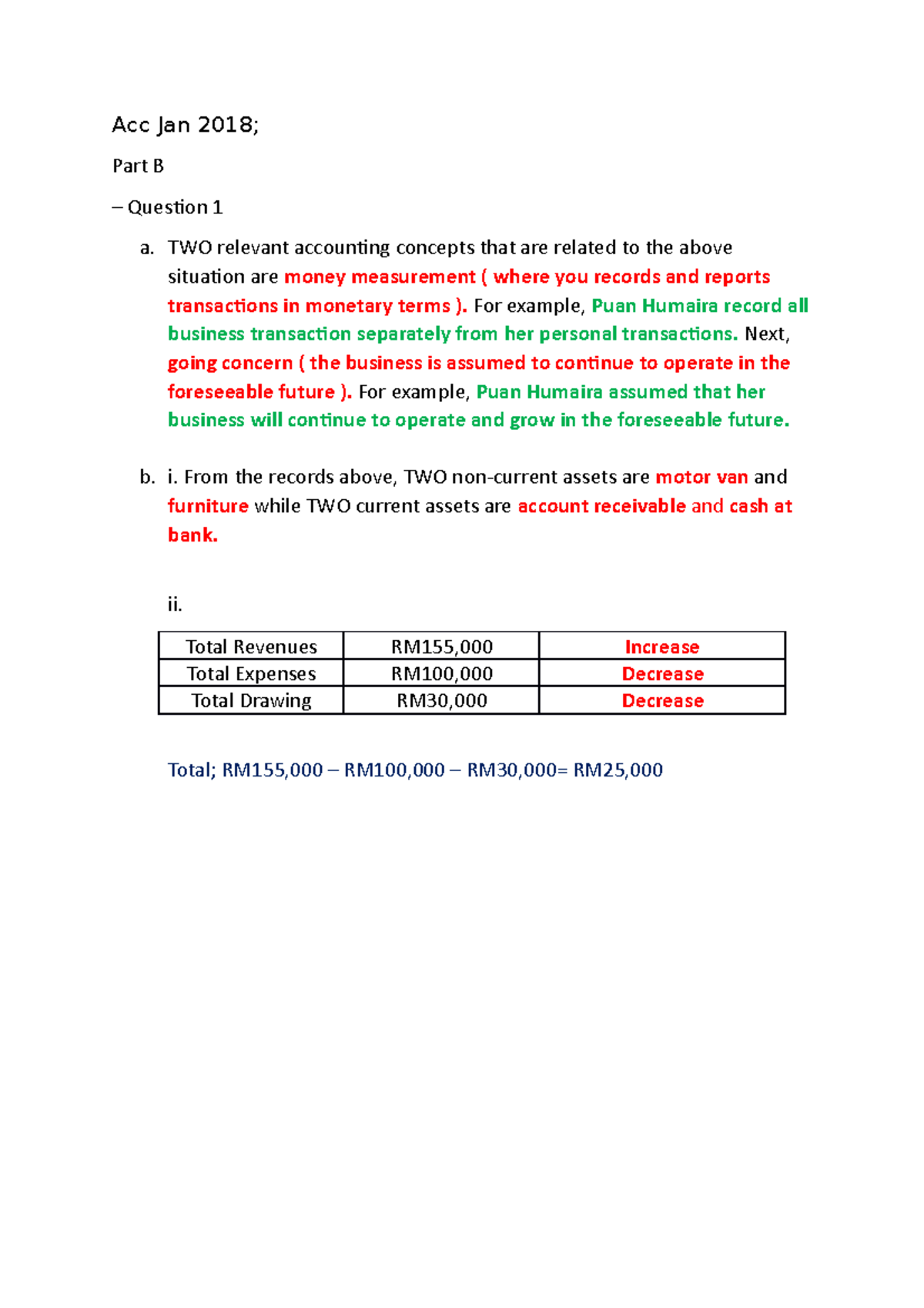 Acc Tuto exam questions Acc Jan 2018; Part B Question 1 a. TWO