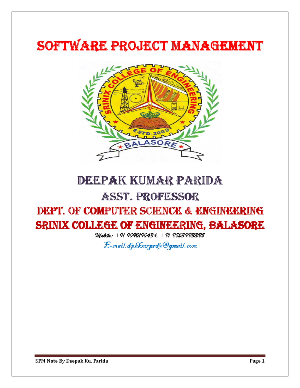 SPM - Software Project Management Notes - SOFTWARE PROJECT ...