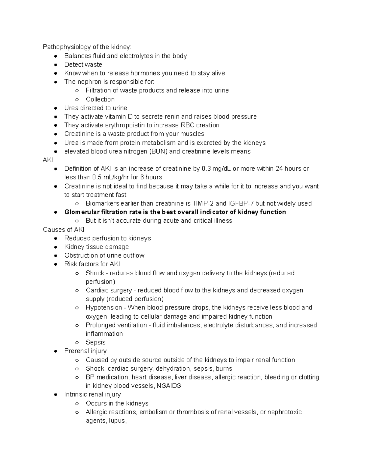 AKI Med Surg Exam 2 Chapter 63 - Pathophysiology of the kidney ...