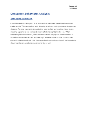 Consumer behaviour report - Looking at my own buying behaviour and ...
