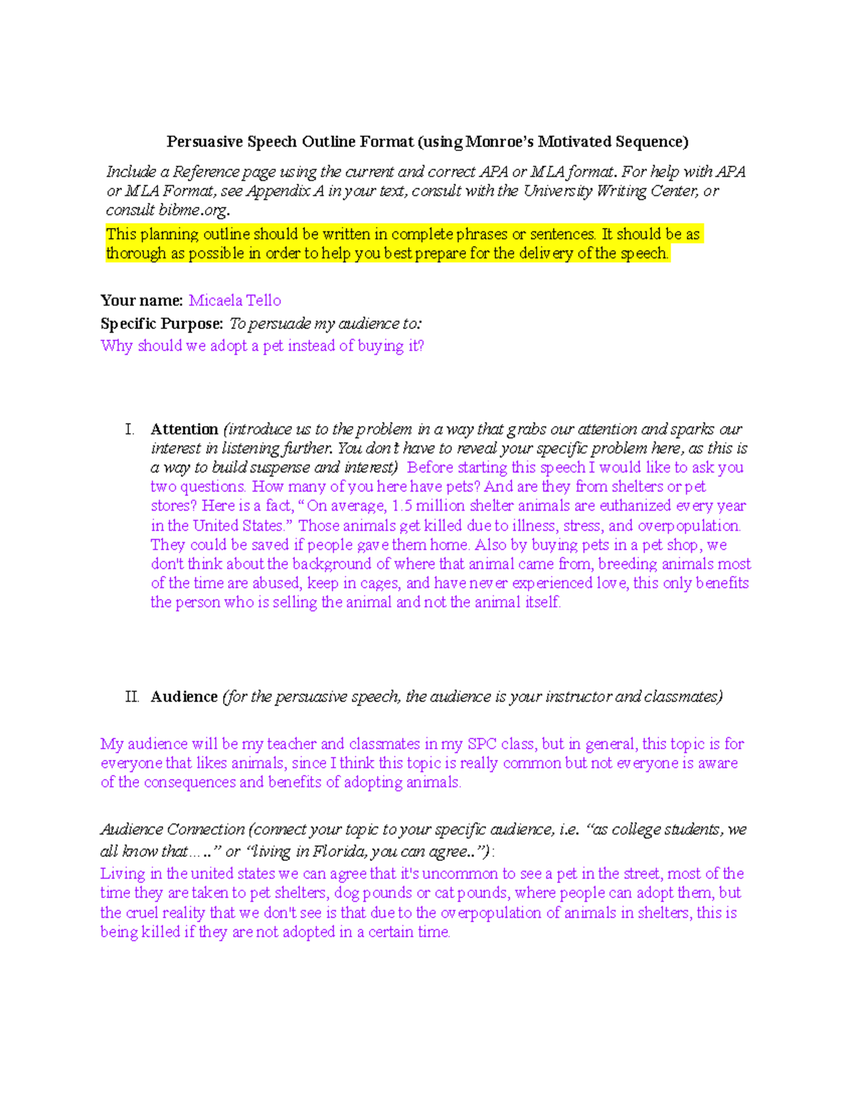 Persuasive speech outline- First Draft (1) - Persuasive Speech Outline ...