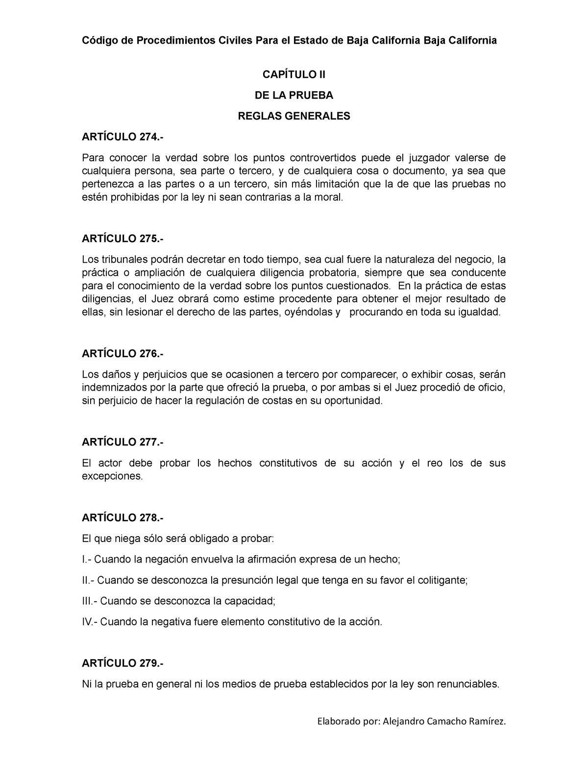 Medios De Prueba Cpcbc CapÍtulo Ii De La Prueba Reglas Generales ArtÍculo 274 Para 2698