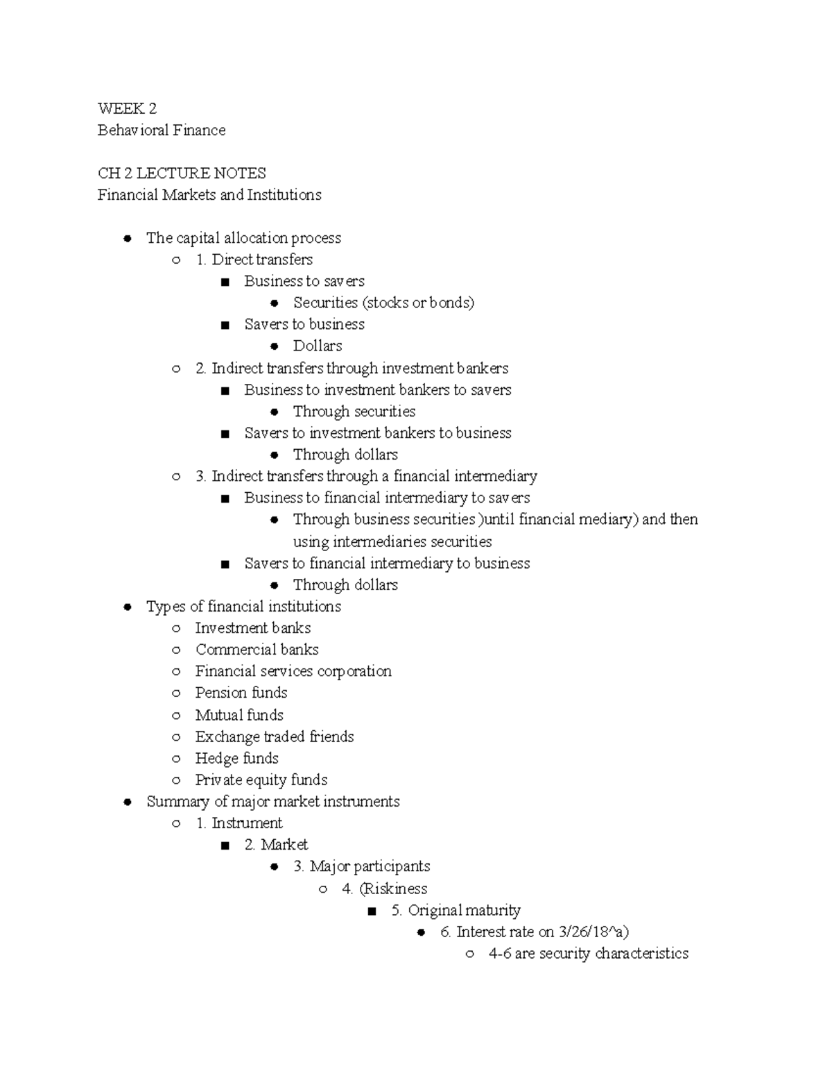 Fin 320 Week 2 Notes Behavioral Finance Week 2 Behavioral Finance Ch 2 Lecture Notes Fin 320 Week 2 Notes Behavioral Finance Week 2 Behavioral Finance Ch 2 Lecture Notes