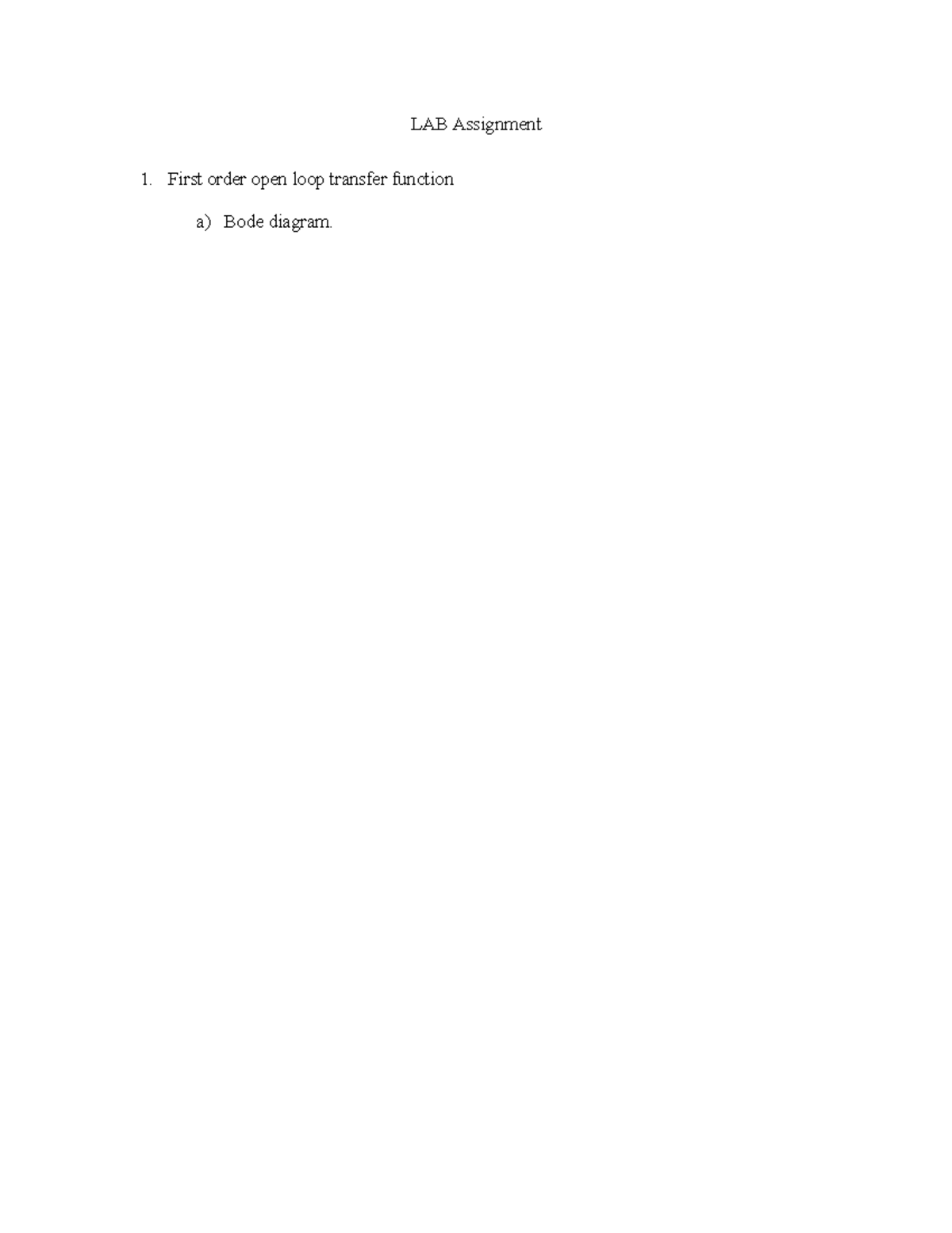 LAB Assignment - Python - LAB Assignment First order open loop transfer ...