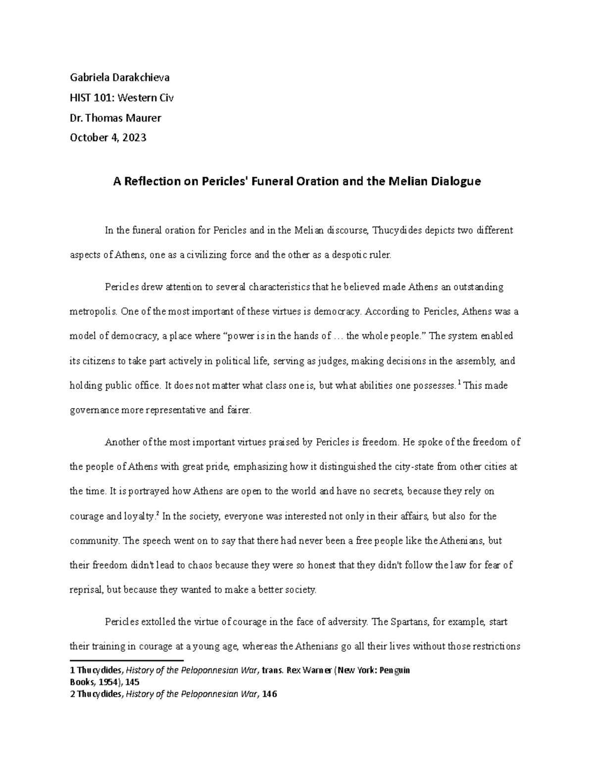 melian dialogue essay