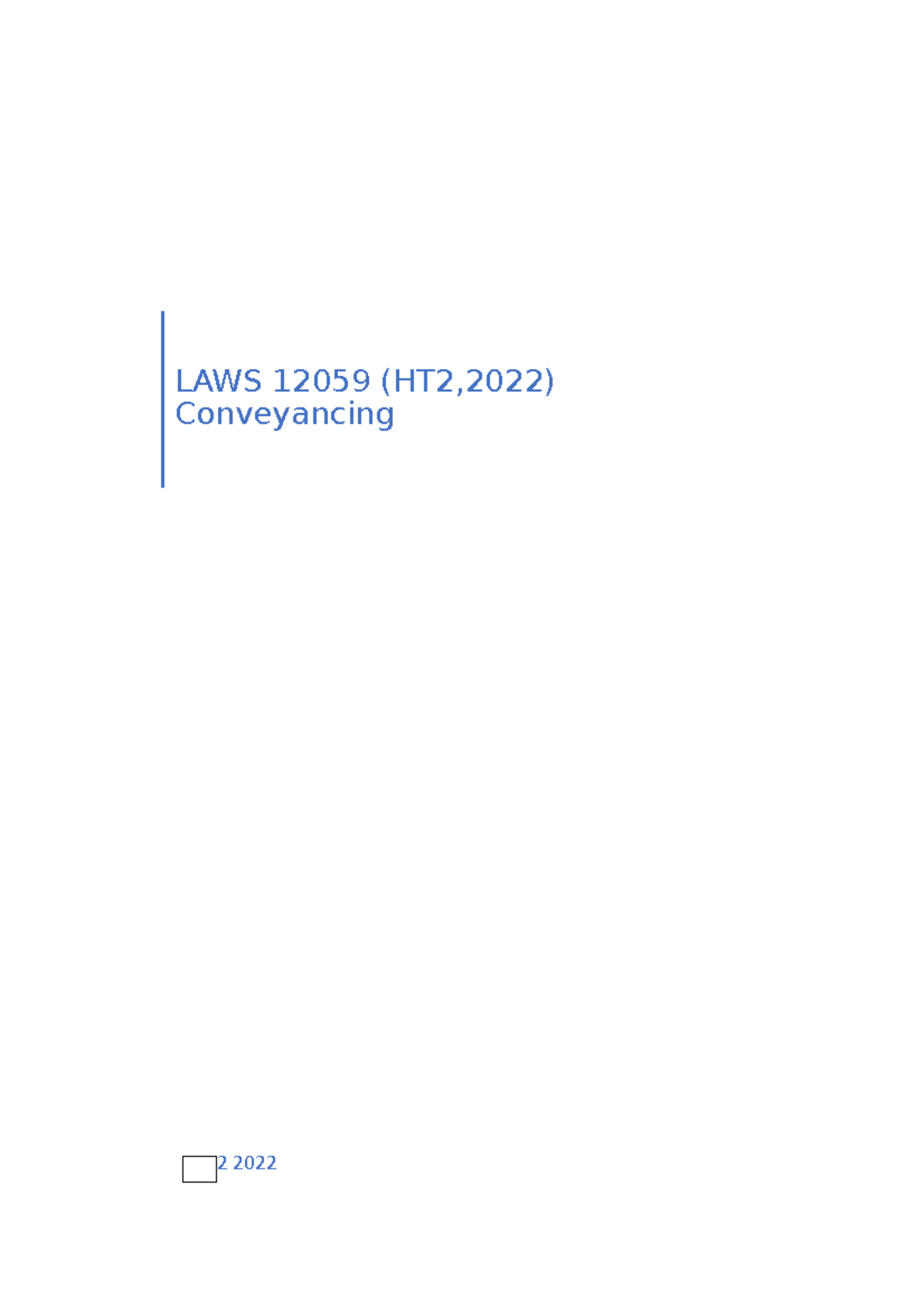 Laws 12059 Assessment 2 - 2 2022 LAWS 12059 (HT2,2022) Conveyancing ...