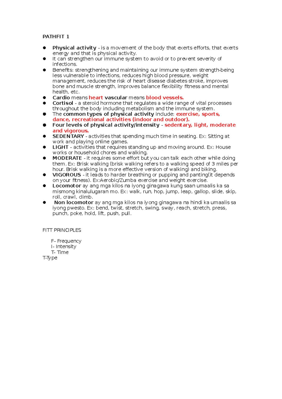 Pathfit 1 - Prof. - PATHFIT 1 Physical activity - is a movement of the ...