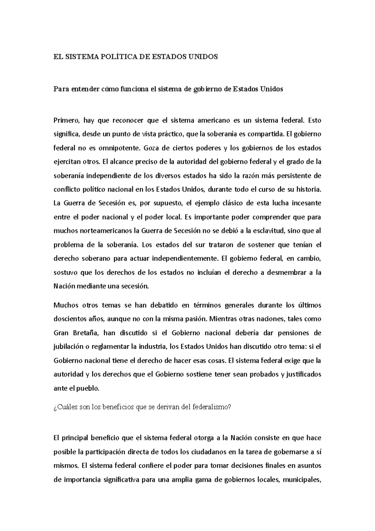EL Sistema Política DE Estados Unidos - EL SISTEMA POLÍTICA DE ESTADOS ...