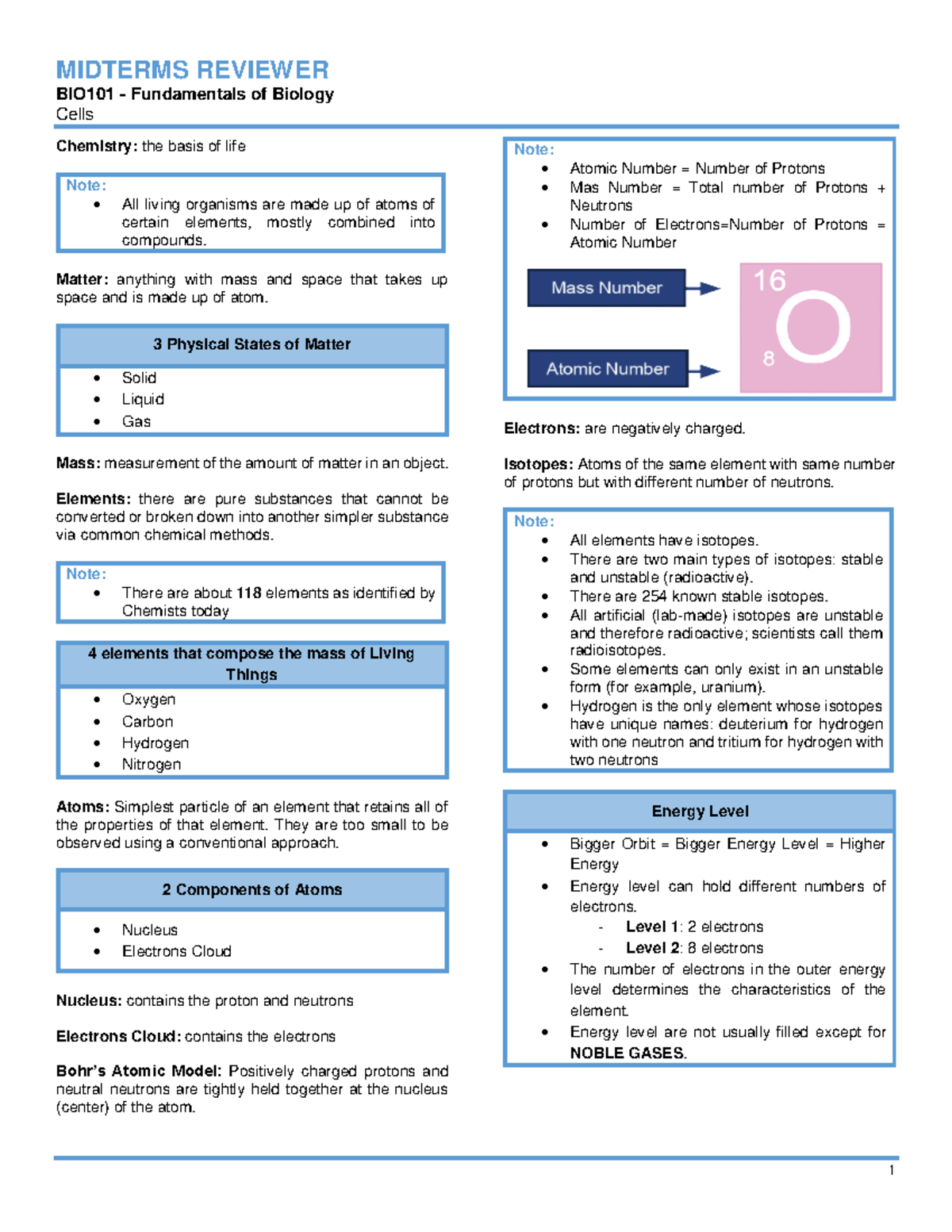 Module 2 - Cells - BIO101 - Fundamentals of Biology Cells Chemistry ...