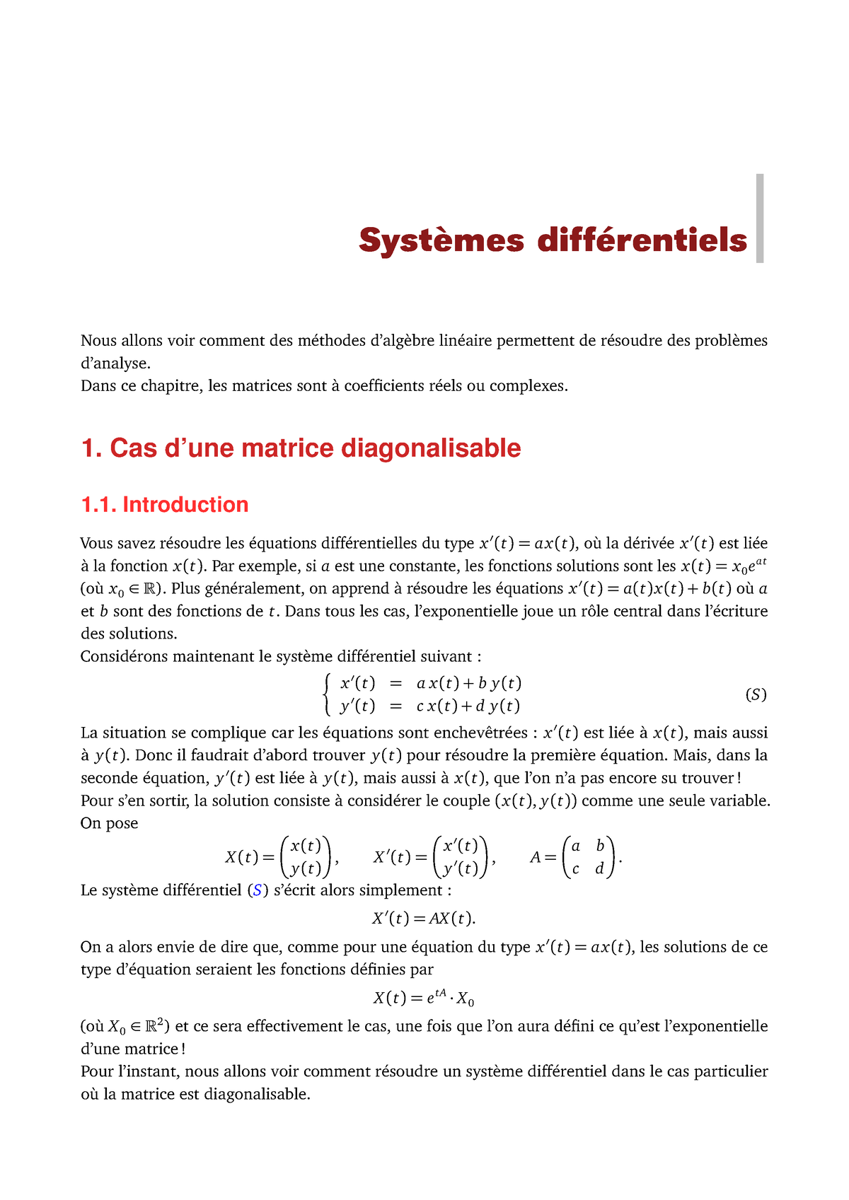 Ch Sysdiff - Systèmes Différentiels - Systèmes Différentiels Nous ...