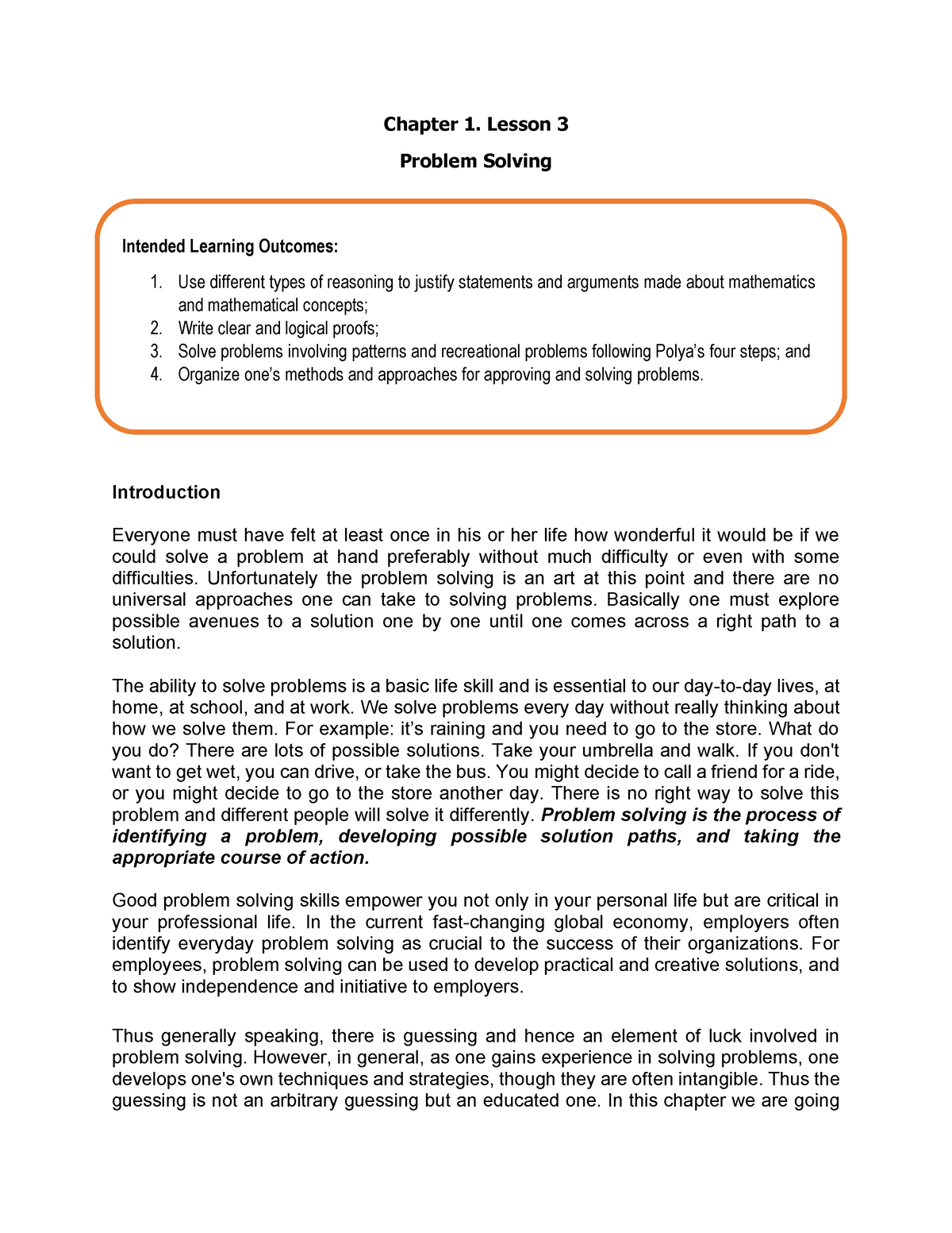 problem solving and reasoning reflection essay brainly