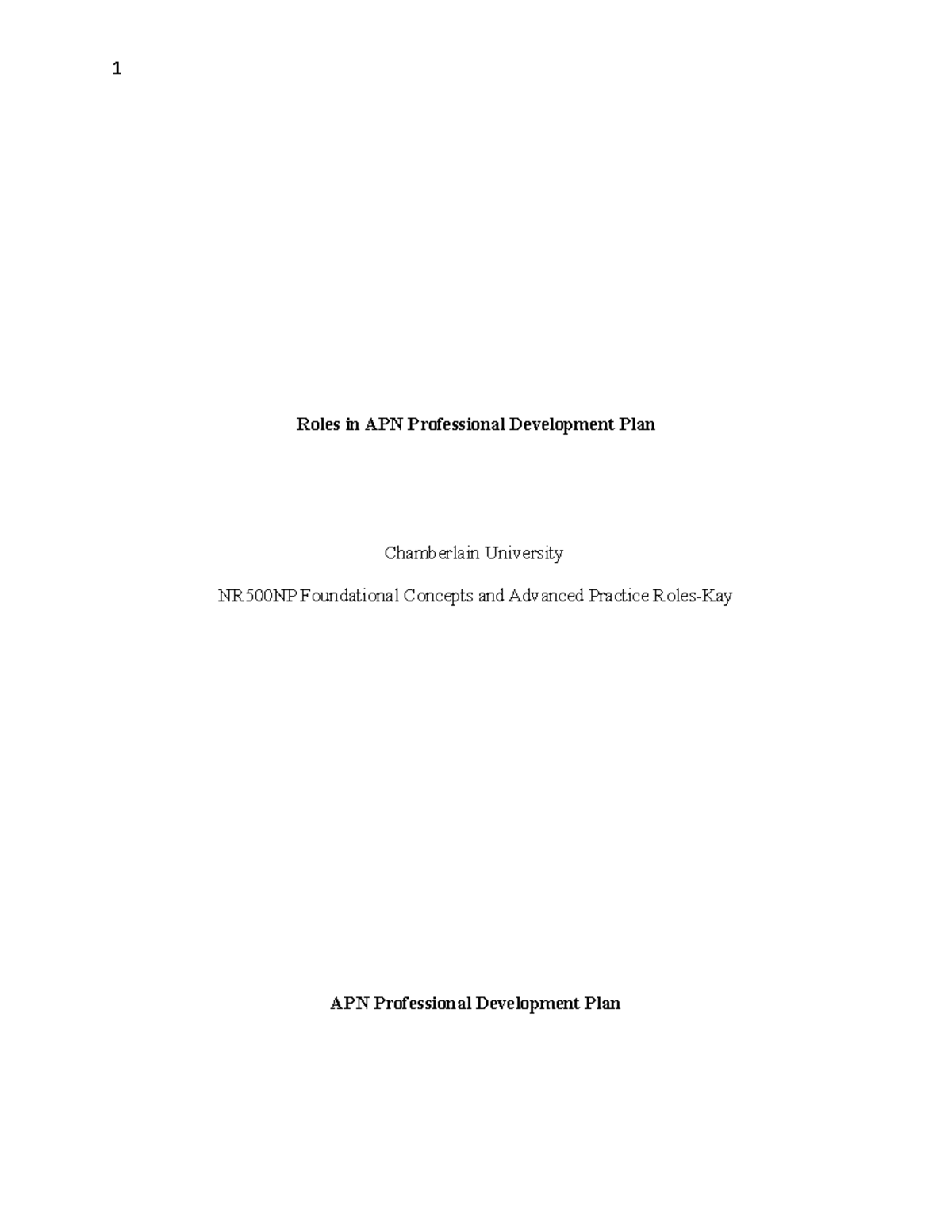 200 points paper - Roles in APN Professional Development Plan ...