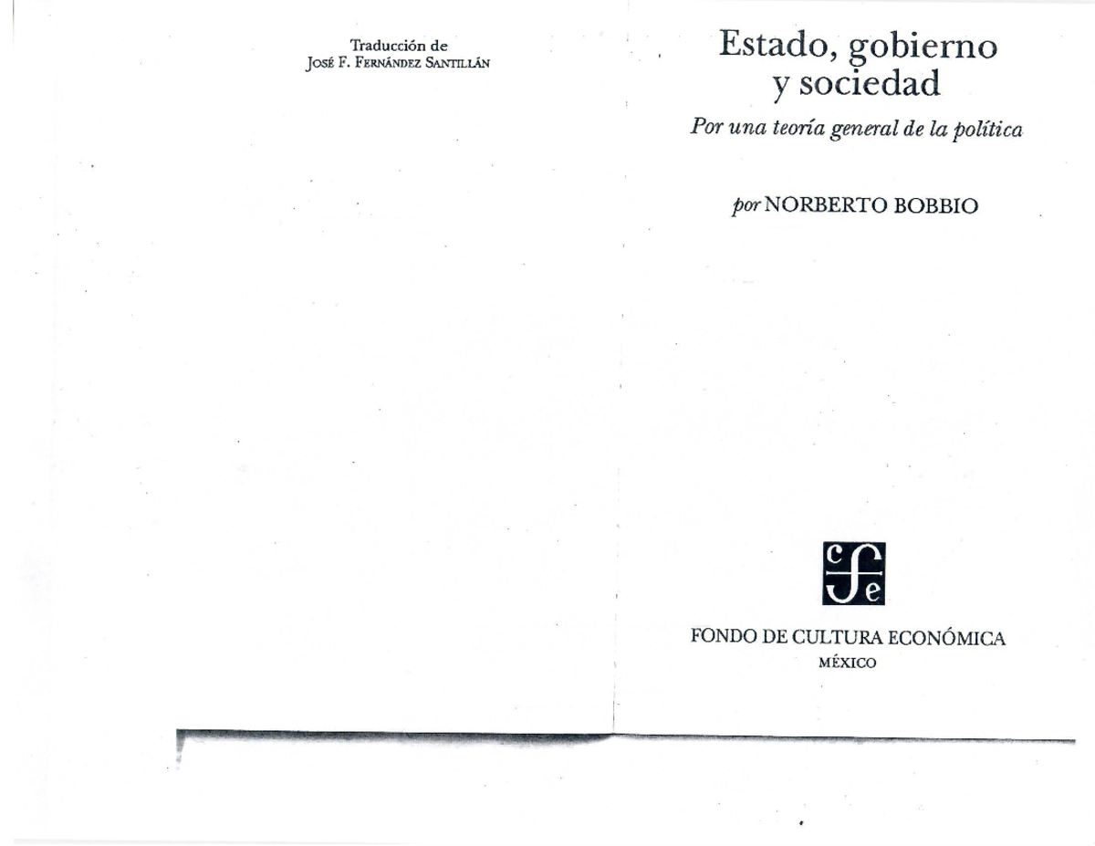 Bobbio-Estado gobierno y sociedad - Teoría del Estado - Studocu