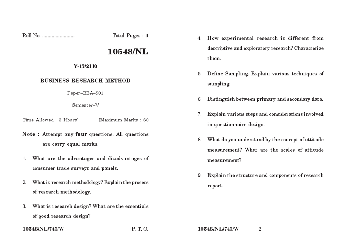 BRM(5th)Dec2020 - Question paper - Roll No ...