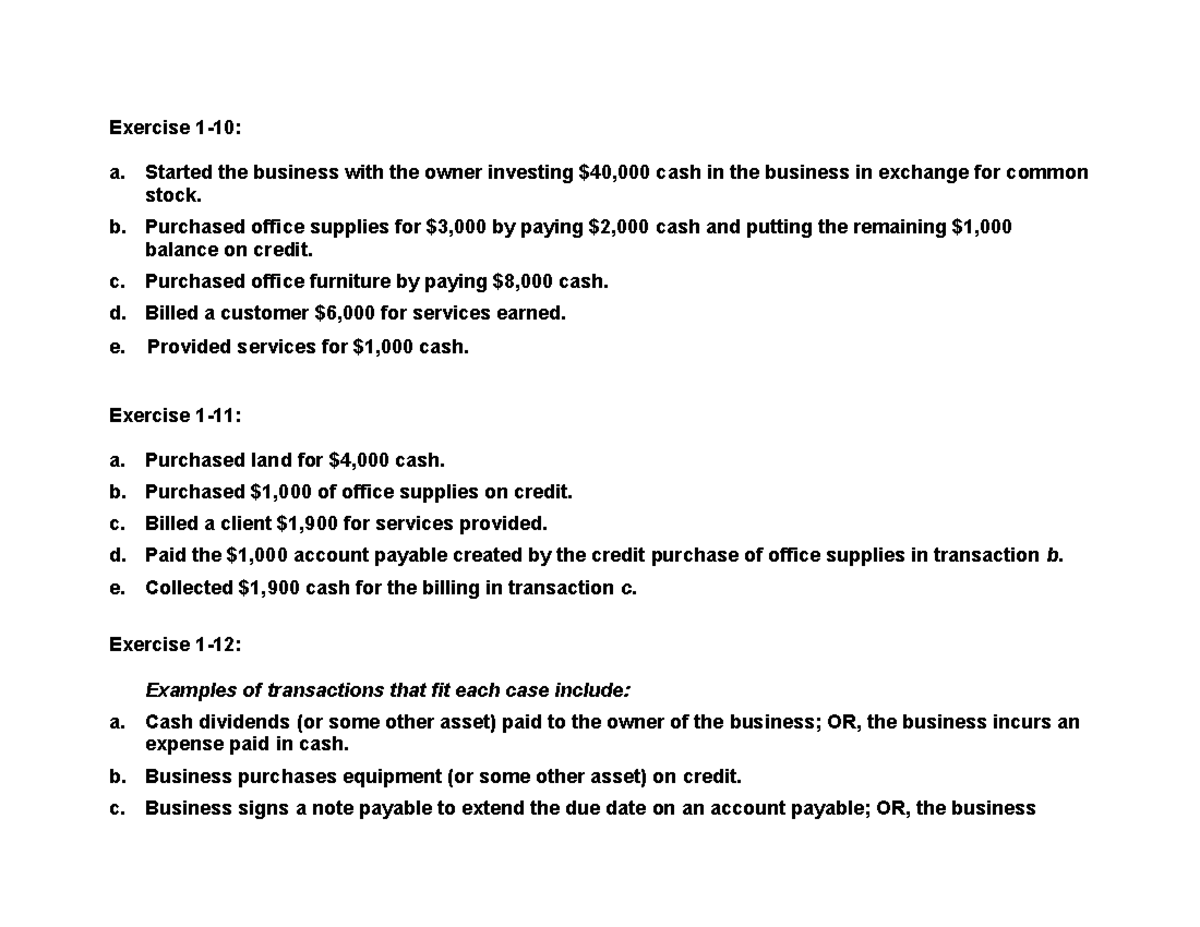 3. Solutions for Chapter 1 Problems - Exercise 1-10: a. Started the ...