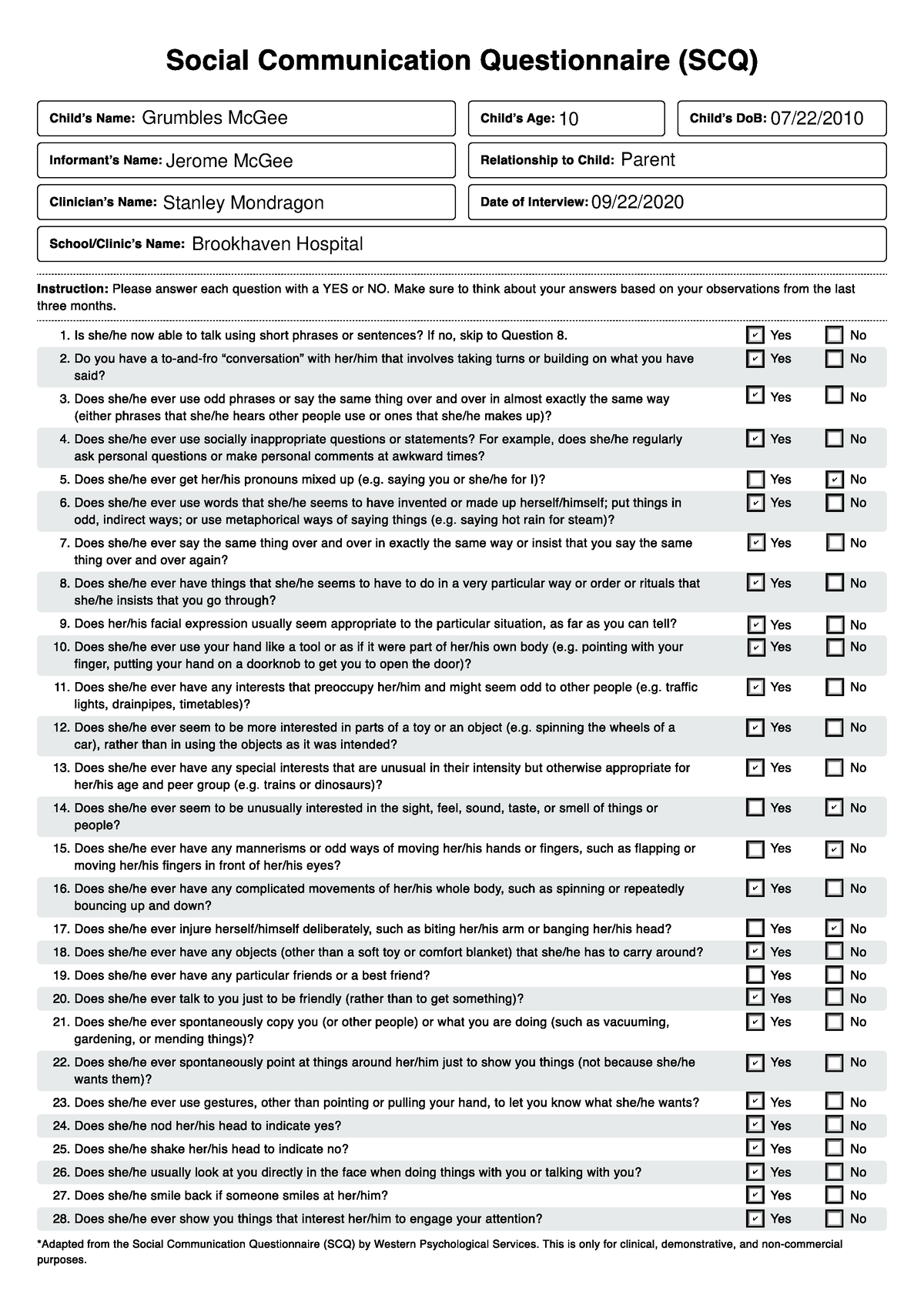 Preencher SCQ - AAAAAAAAAAAAAA - Social Communication Questionnaire ...