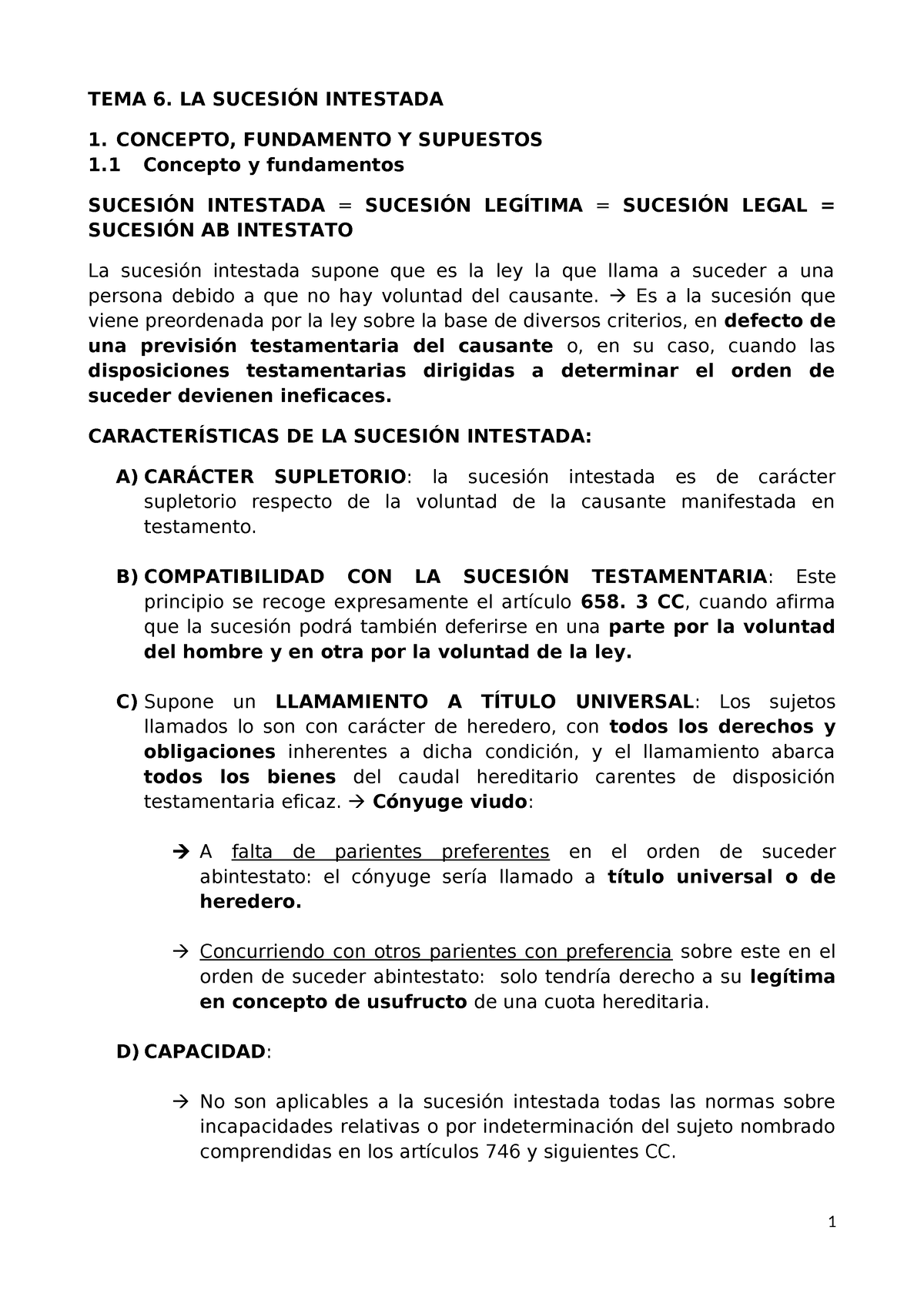 Tema 6 La Sucesión Intestada Tema 6 La SucesiÓn Intestada 1 Concepto Fundamento Y Supuestos 