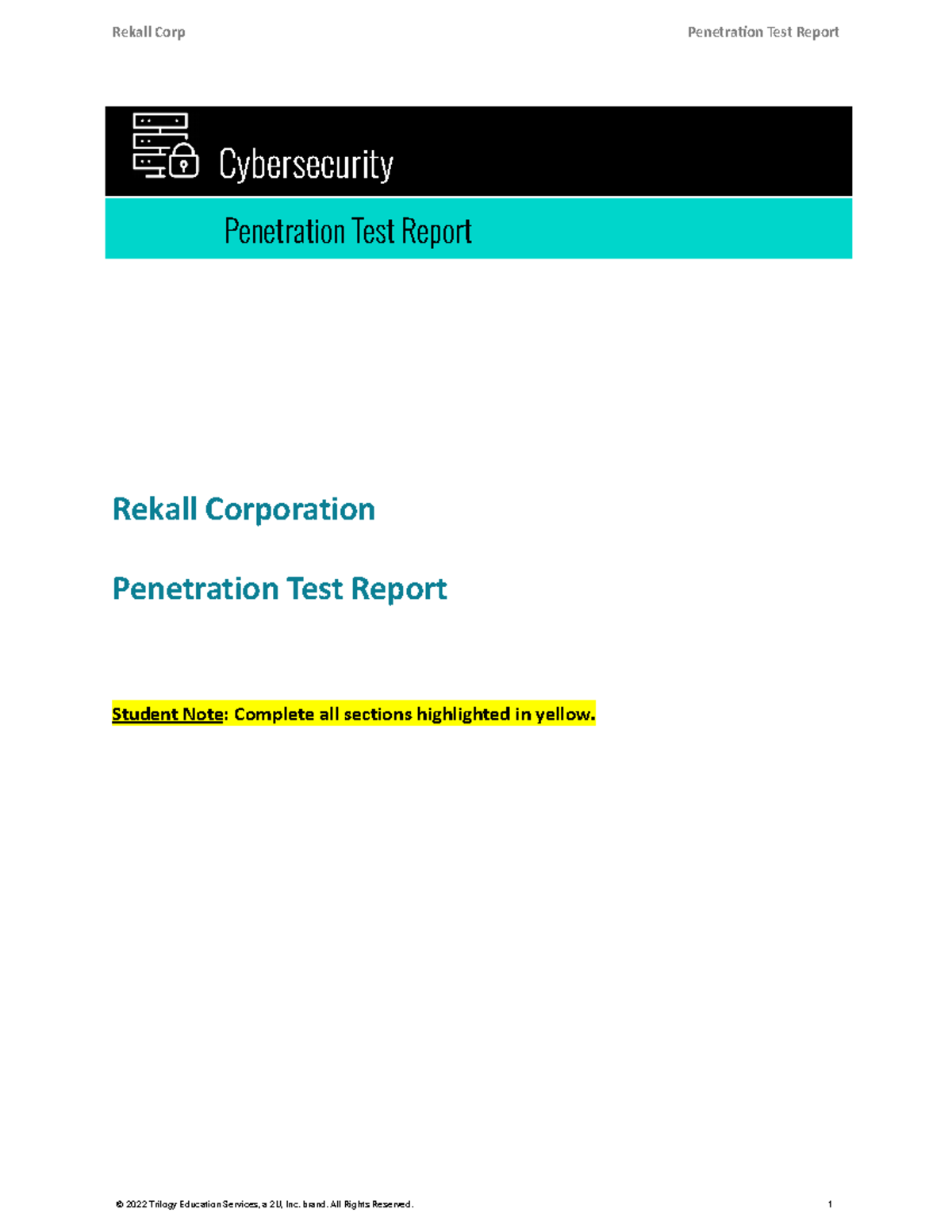 Rekall Penetration Test Report - Cybersecurity Penetration Test Report ...