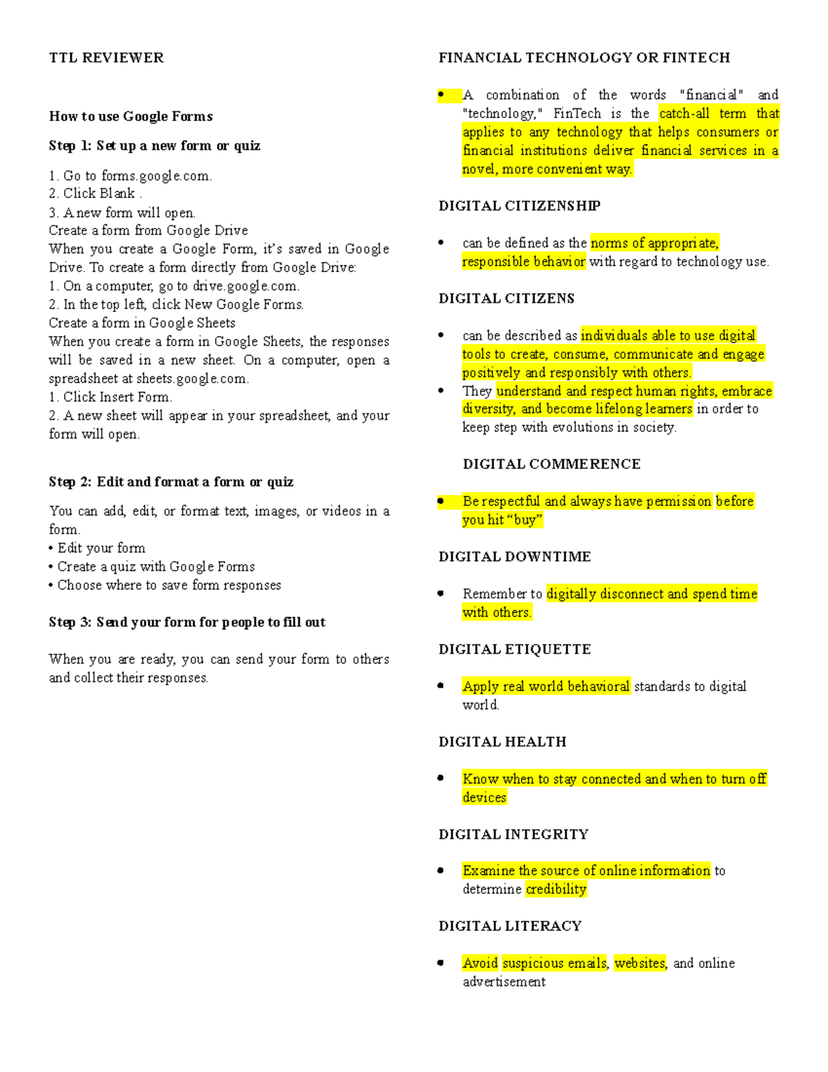 TTL Reviewer - TTL REVIEWER How to use Google Forms Step 1: Set up a ...