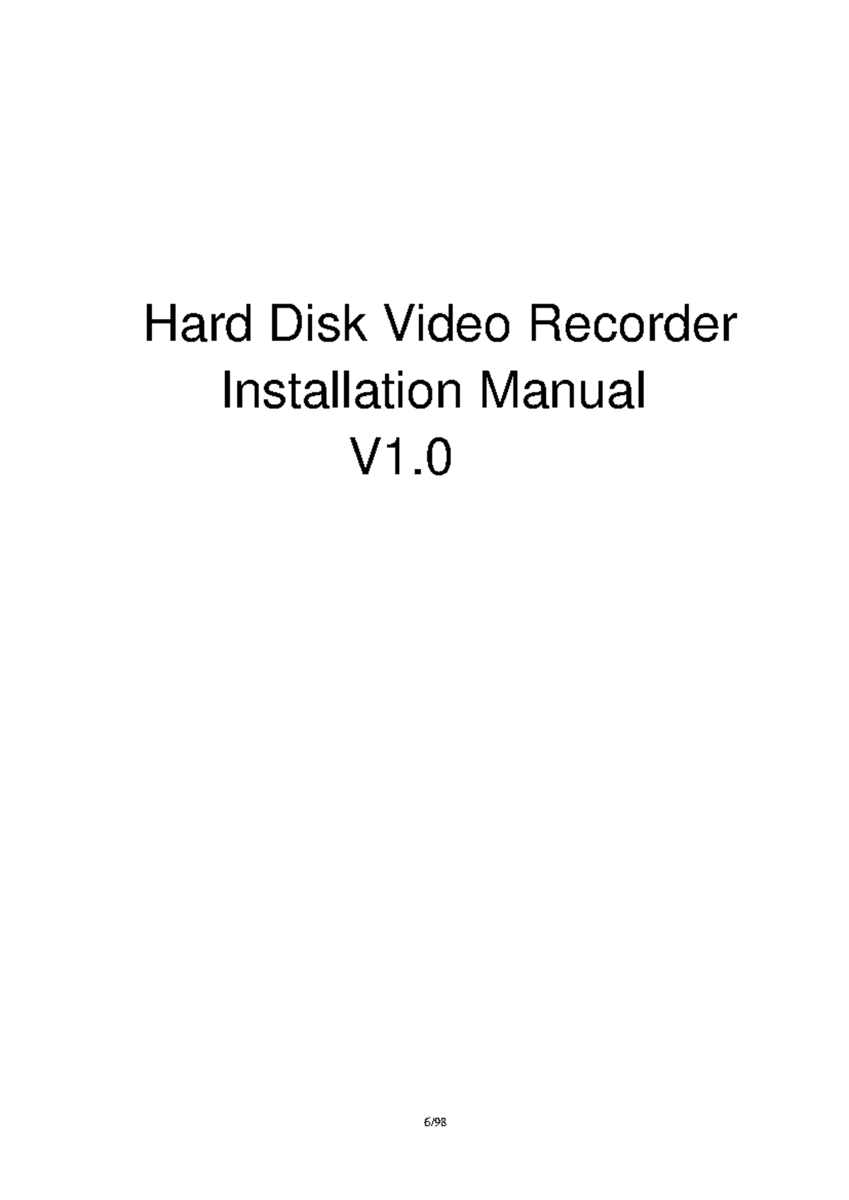 DVR6008Q Installation Manual for DVR Hard Disk Video Recorder