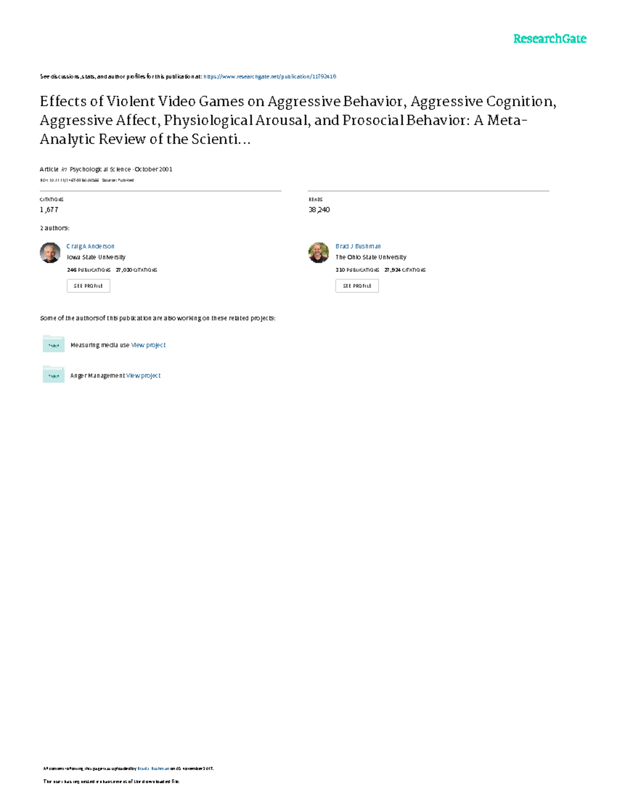 Effects of Violent Video Games on Aggressive Behav - See discussions ...