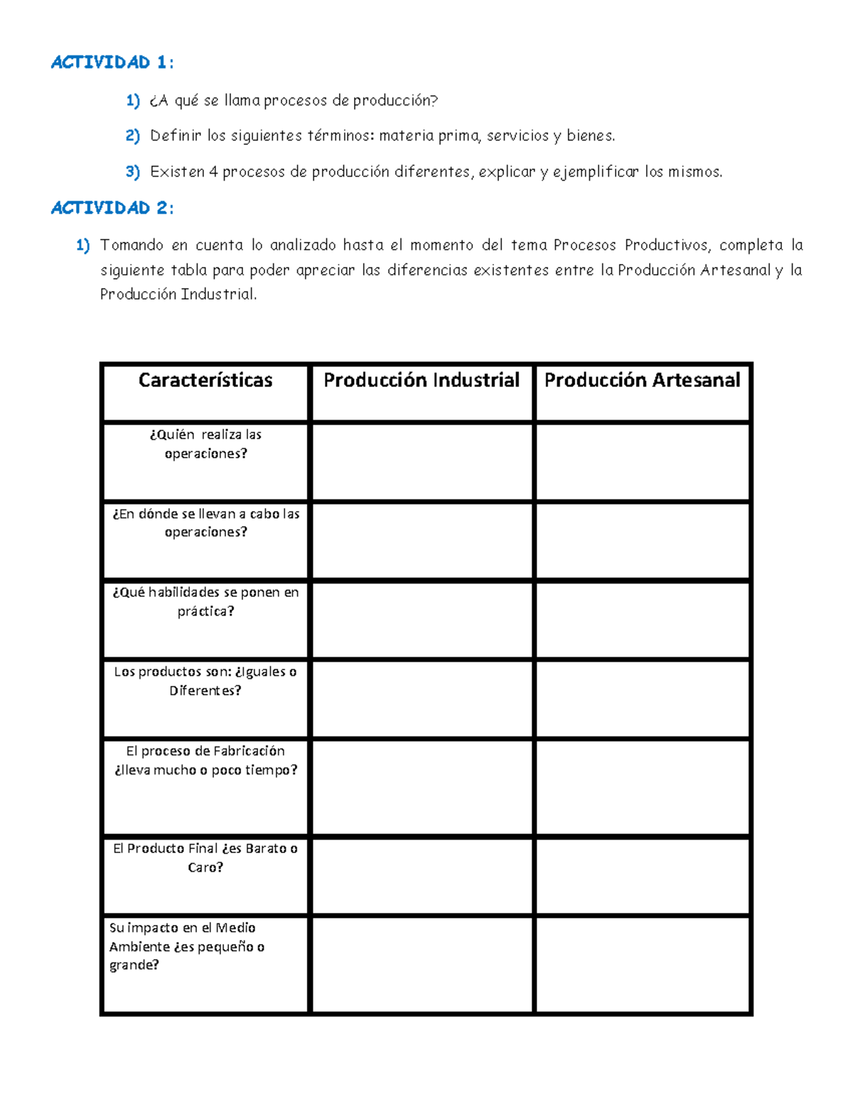 Actividad Procesos Productivos Feb - ACTIVIDAD 1: 1) ¿A Qué Se Llama ...