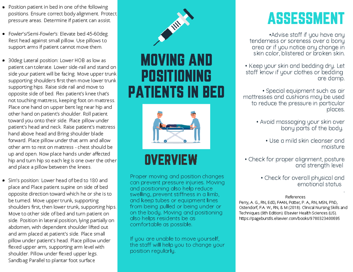 Moving and Repositioning Patients in Bed OVERVIEW Proper moving and