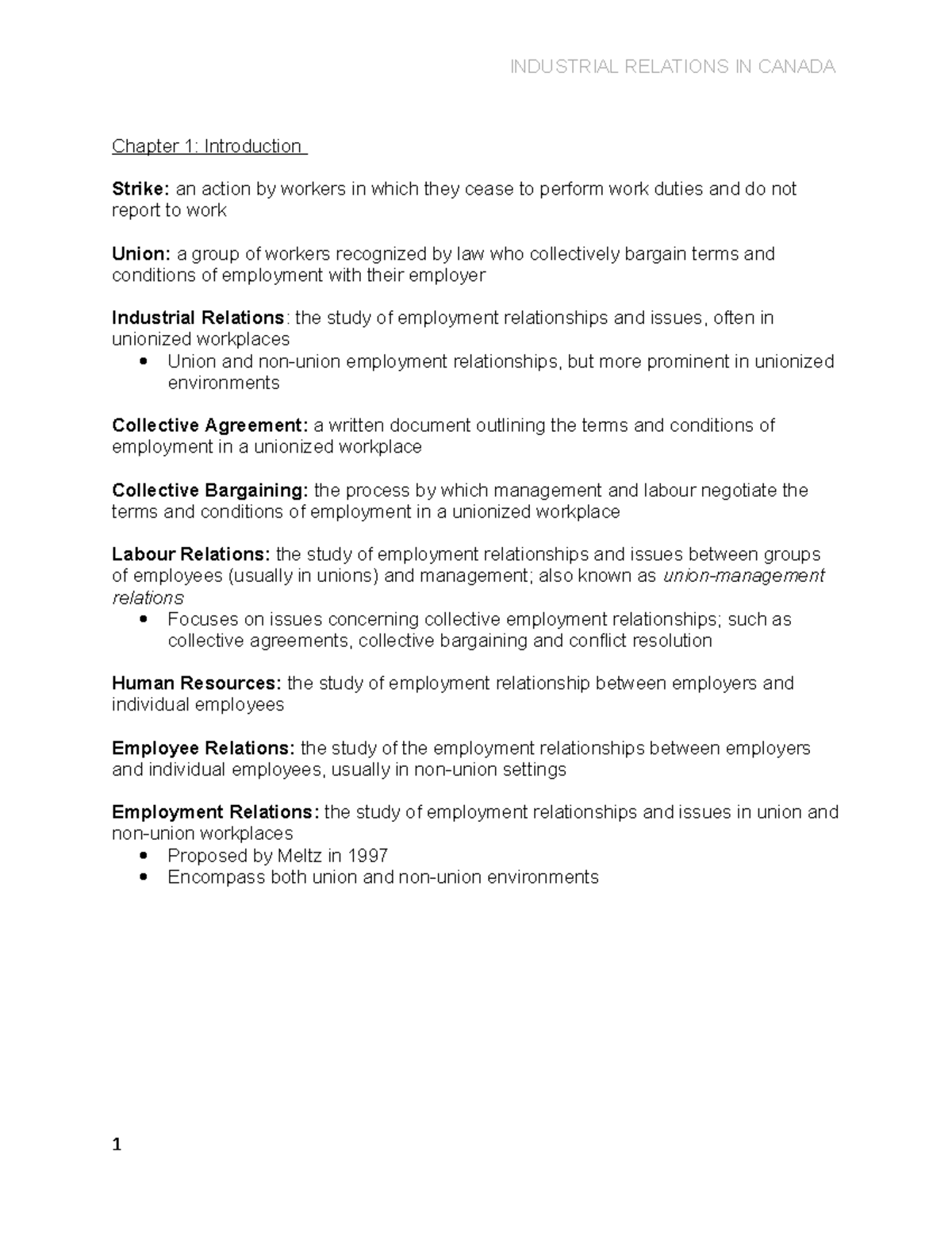 Industrial Relations:Labour Relations - Chapter 1: Introduction Strike ...