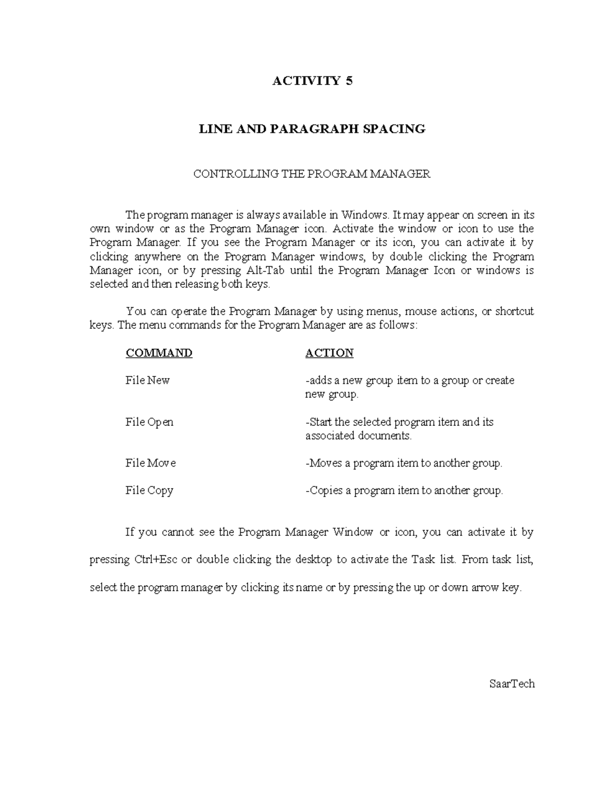 Activity 5 -Line and paragraph spacing - ACTIVITY 5 LINE AND PARAGRAPH ...