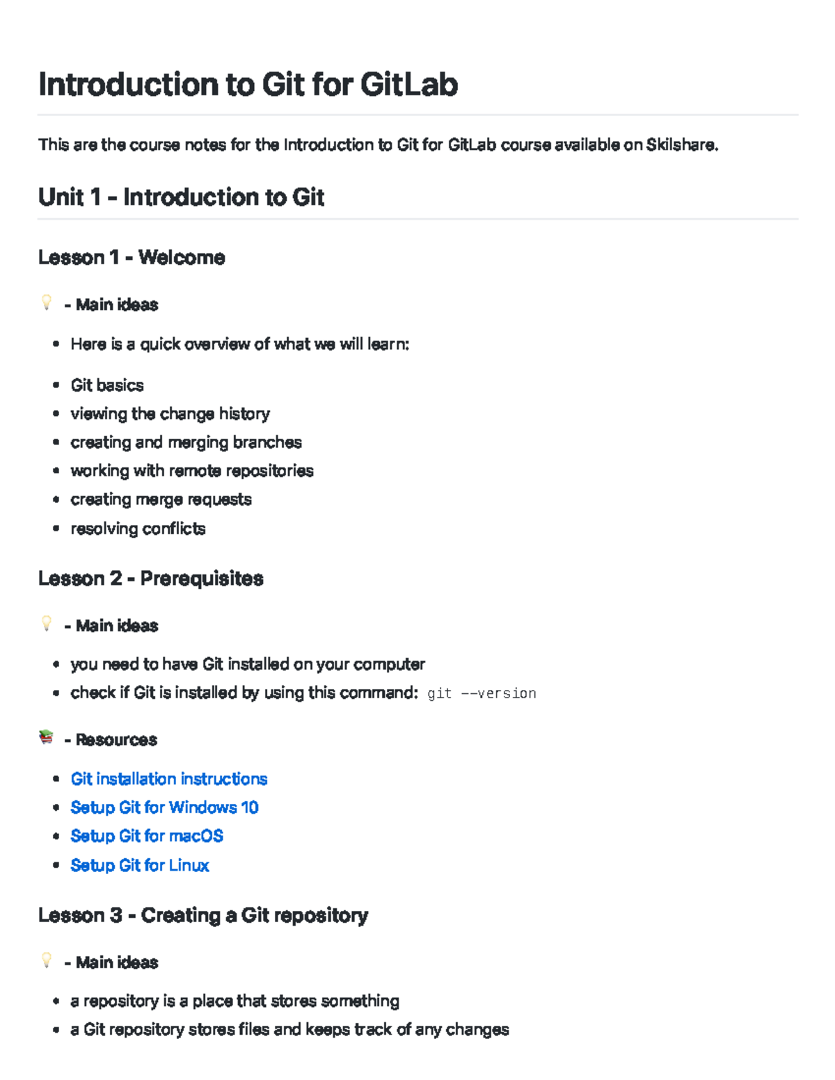 Course-notes-v1 - Introduction to Git for GitLab This are the course ...