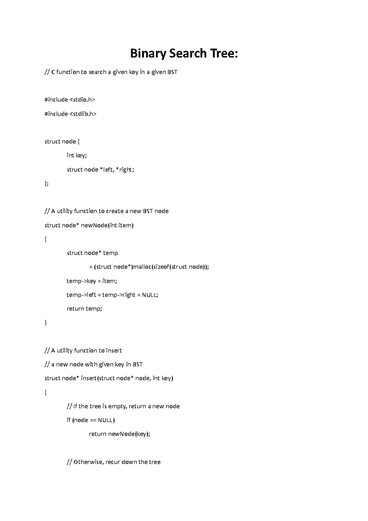 Binary Search Tree - Binary Search Tree: // C function to search a ...