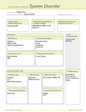 Ulcerative Colitis - ACTIVE LEARNING TEMPLATES THERAPEUTIC PROCEDURE A ...