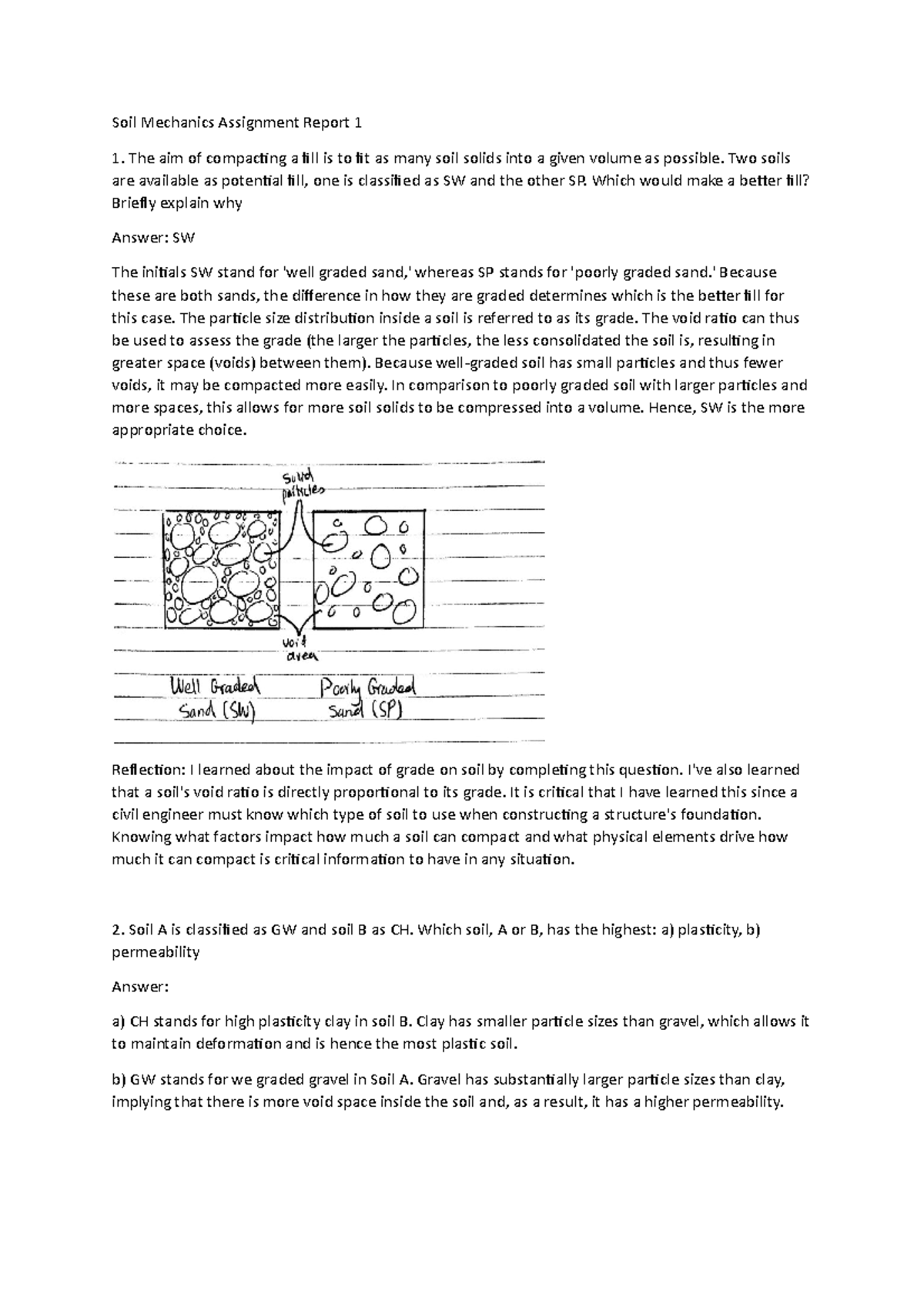 Soil Mechanics Assignment Report 1 - Two soils are available as ...