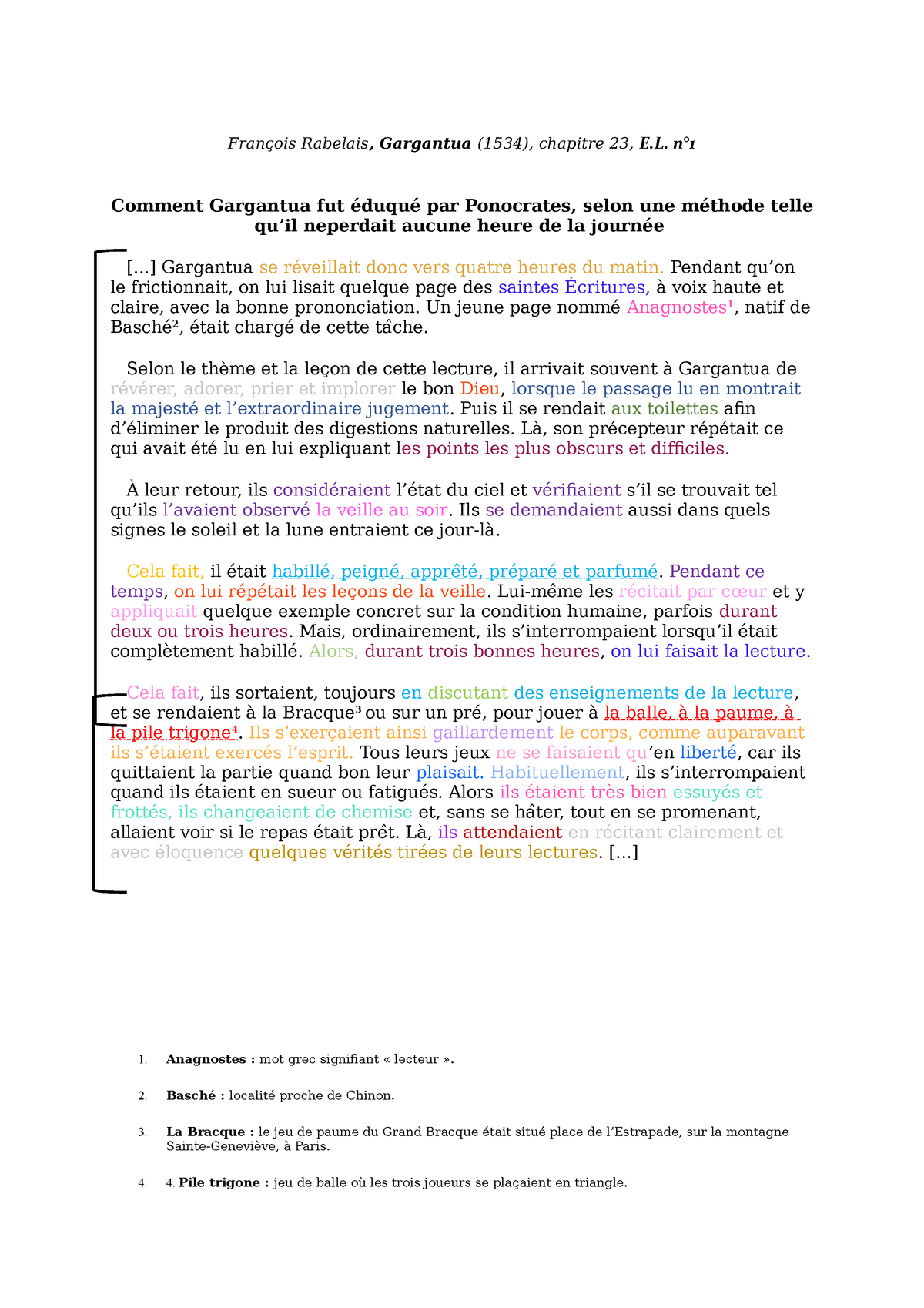 Gargantua Dissertation Corrigé E.L n°1 Gargantua - François Rabelais, Gargantua (1534), chapitre 23, E