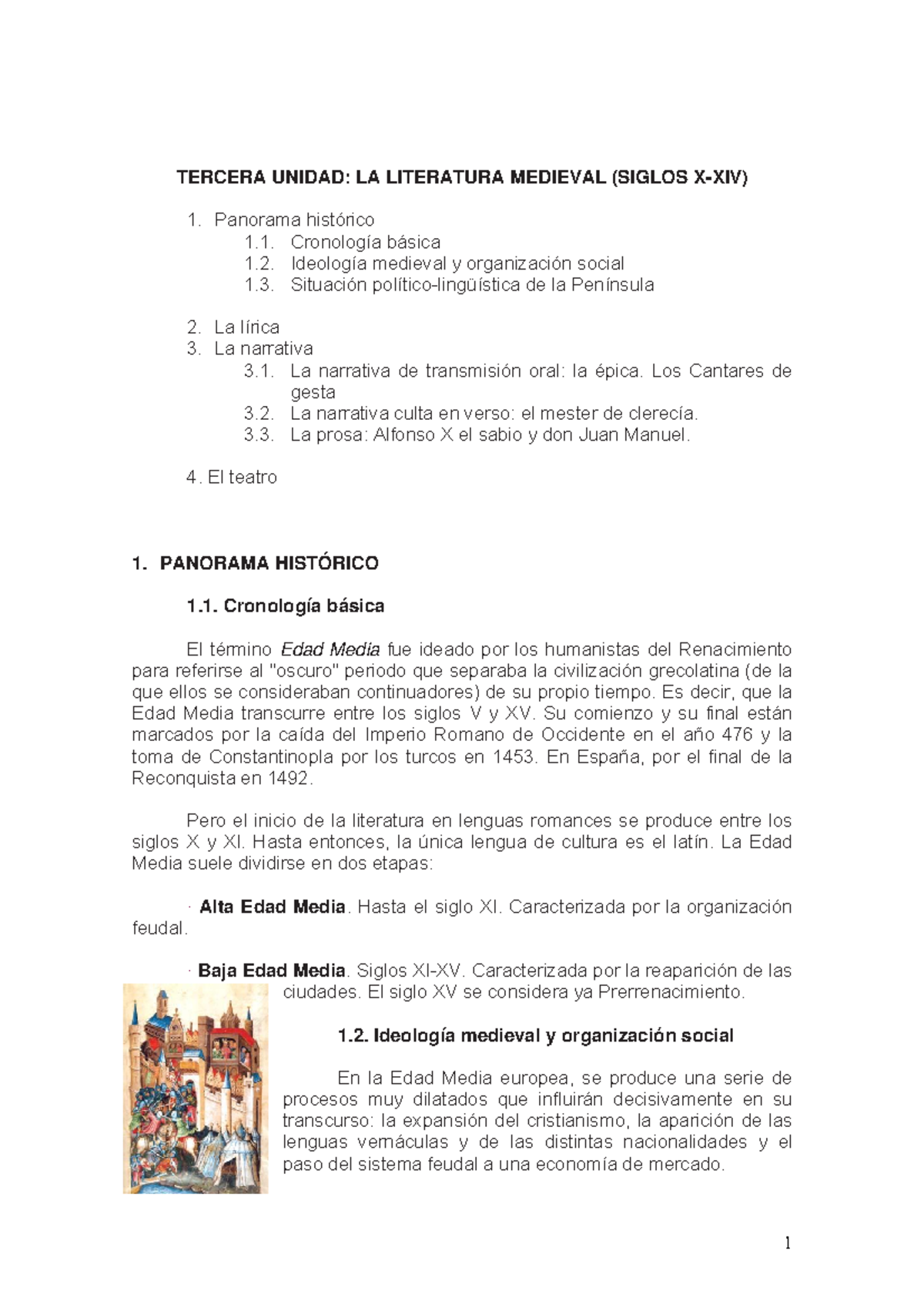 TEMA 3 Literatura Siglo X-XIV - TERCERA UNIDAD: LA LITERATURA MEDIEVAL ...