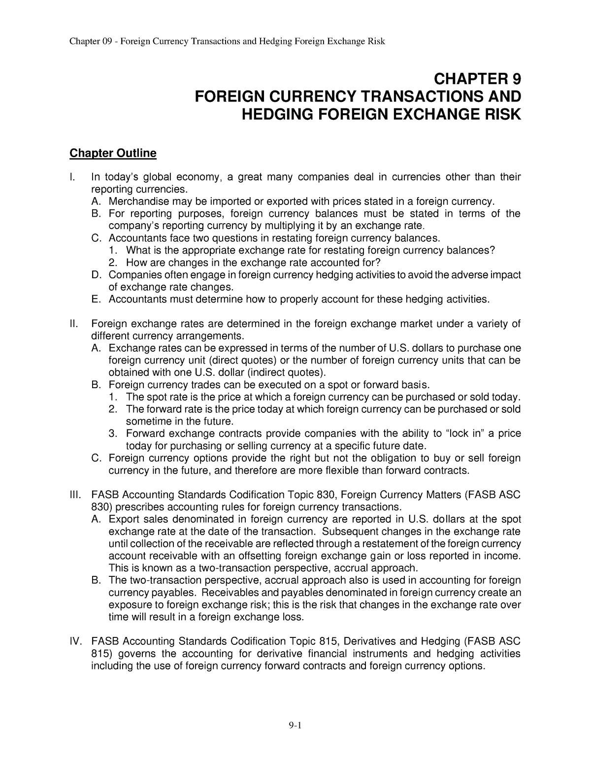 Chapter 9 (Hoyle) Solutions   CHAPTER 9 FOREIGN CURRENCY TRANSACTIONS