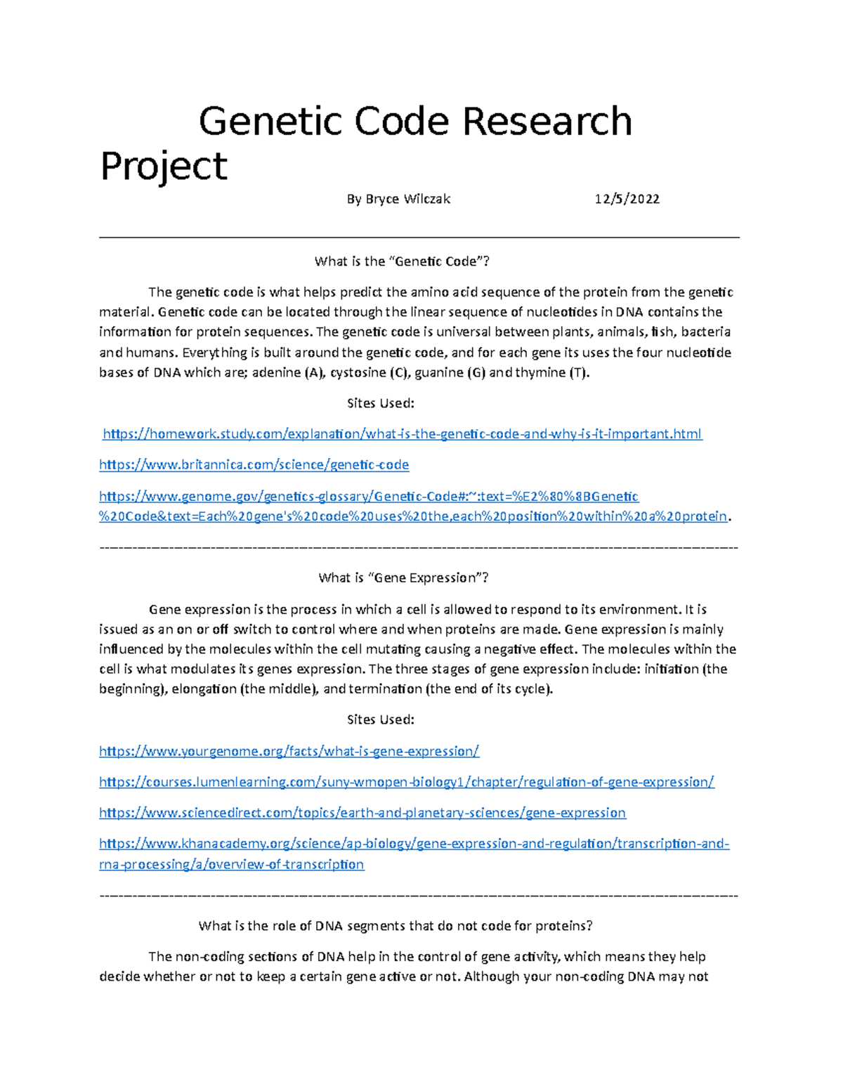 the genetic code research paper