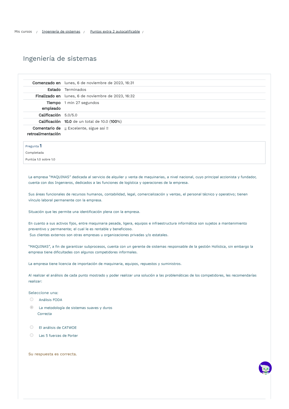 Autocalificable Ing Sistemas 2 - Ingeniería De Sistemas Comenzado En ...