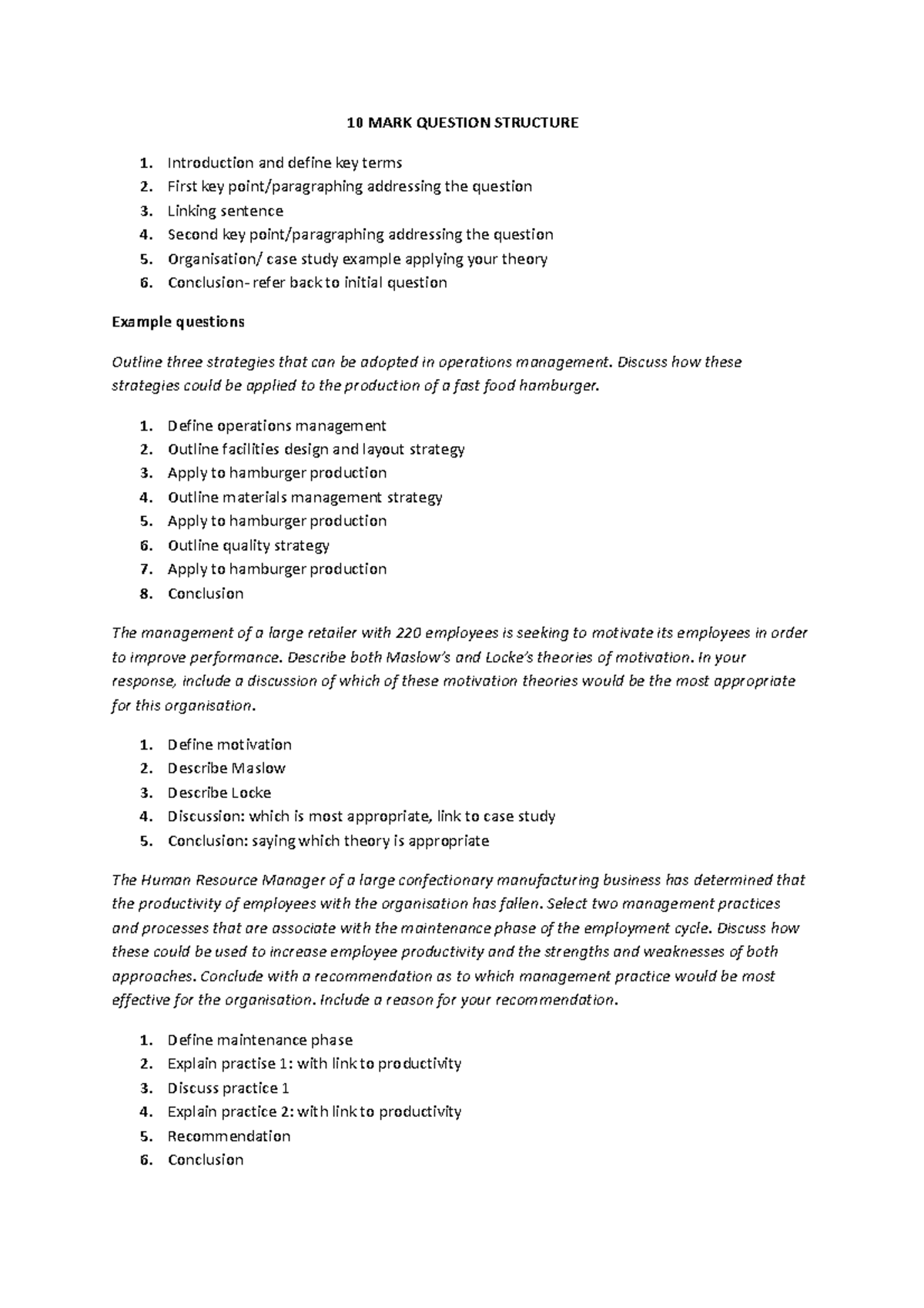 10-mark-question-structure-10-mark-question-structure-introduction