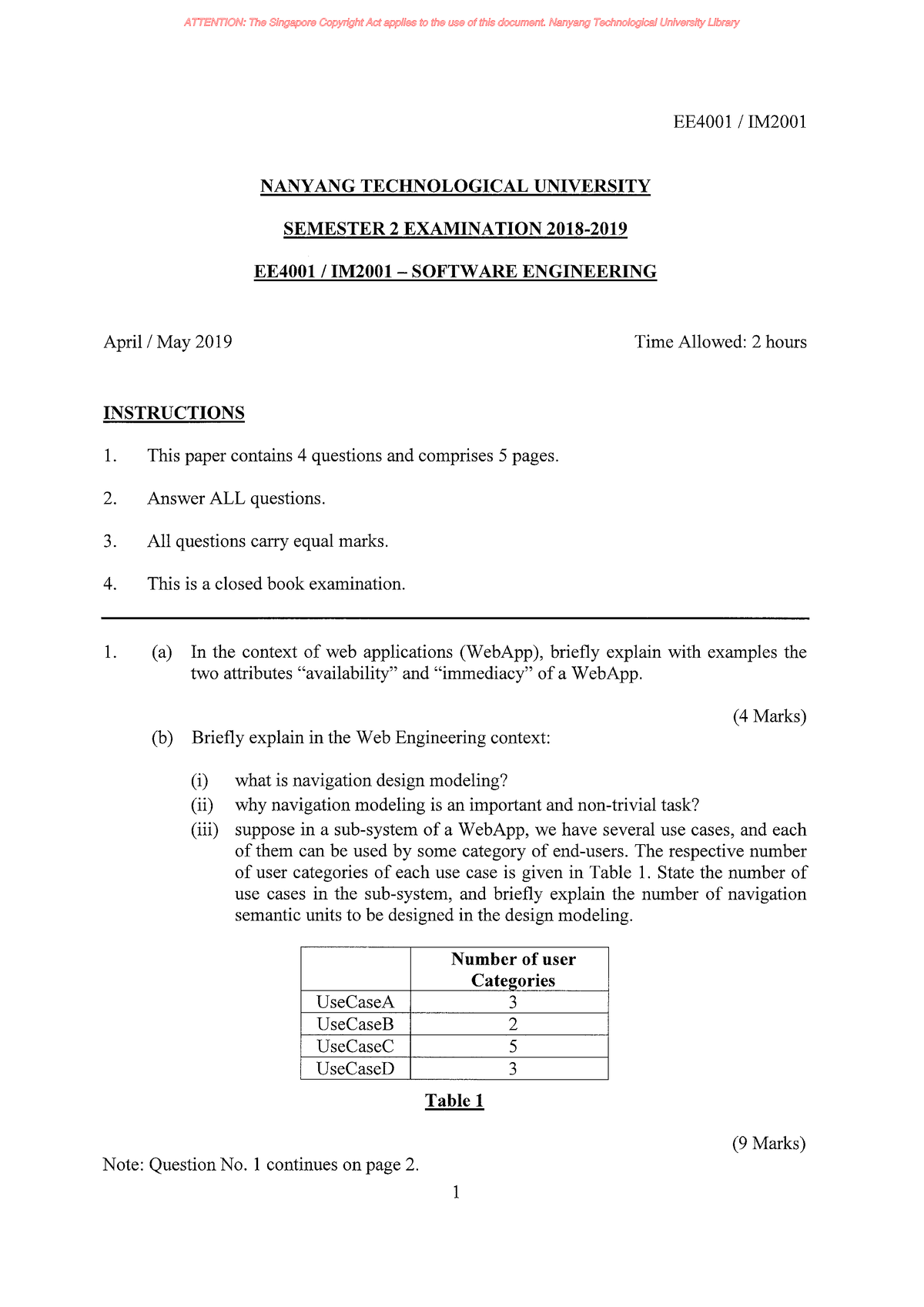 EE4001 2018-2019 Semester 2 Examination Paper - EE4001 - Studocu