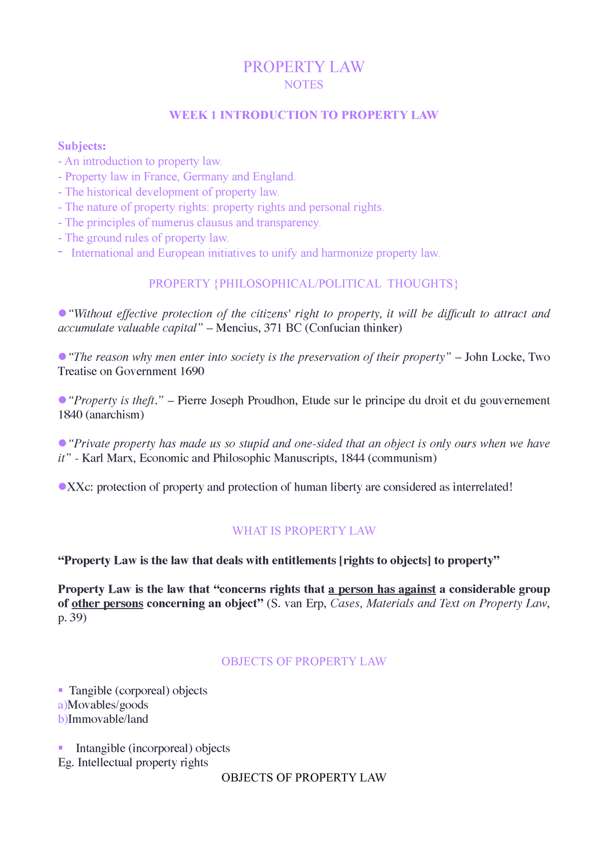 Property Law Notes PDF TOT WEEK 5 - PROPERTY LAW NOTES WEEK 1 ...