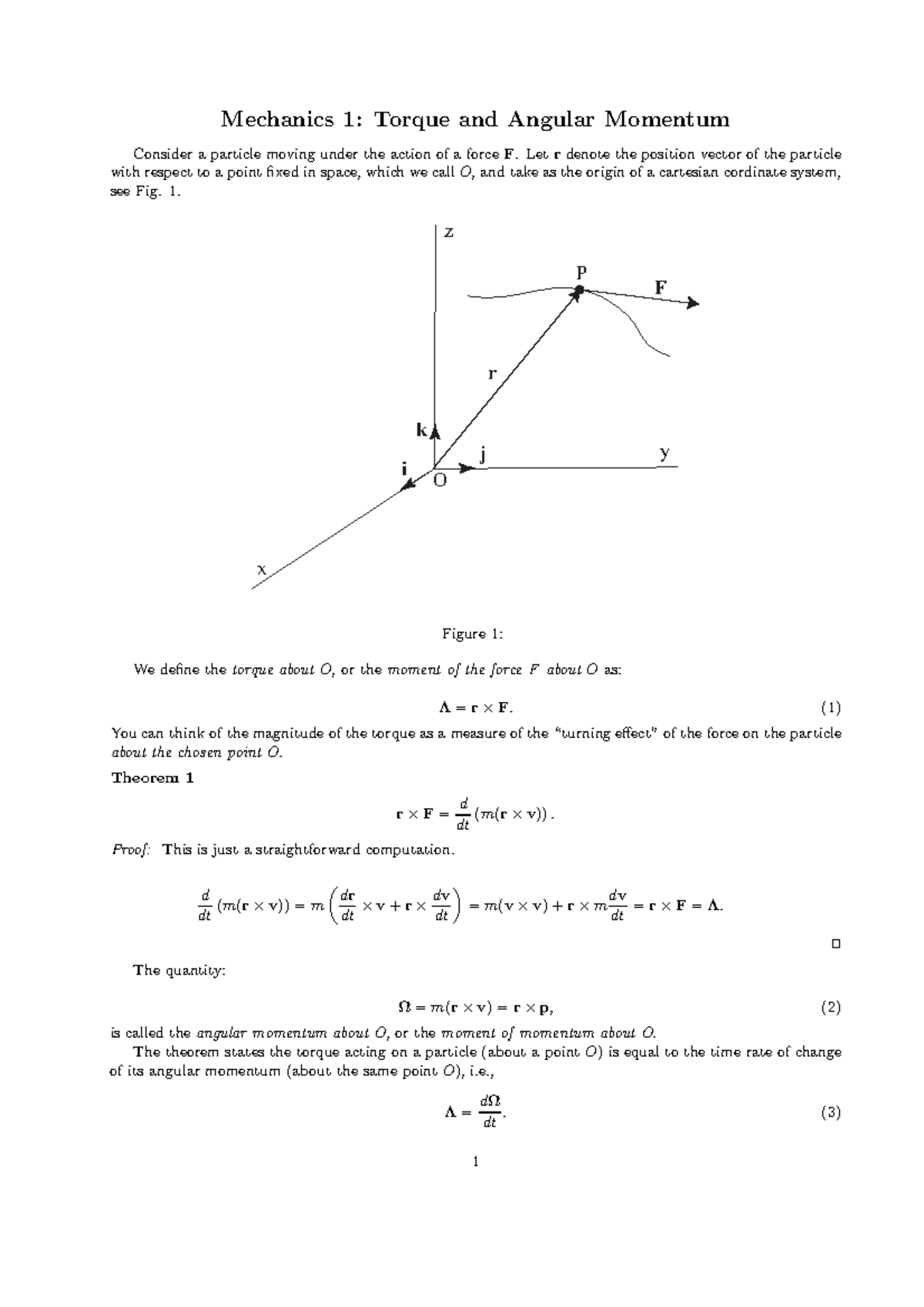 MATH11009 2016-2017 Lecture Notes - Torque and Angular Momentum ...