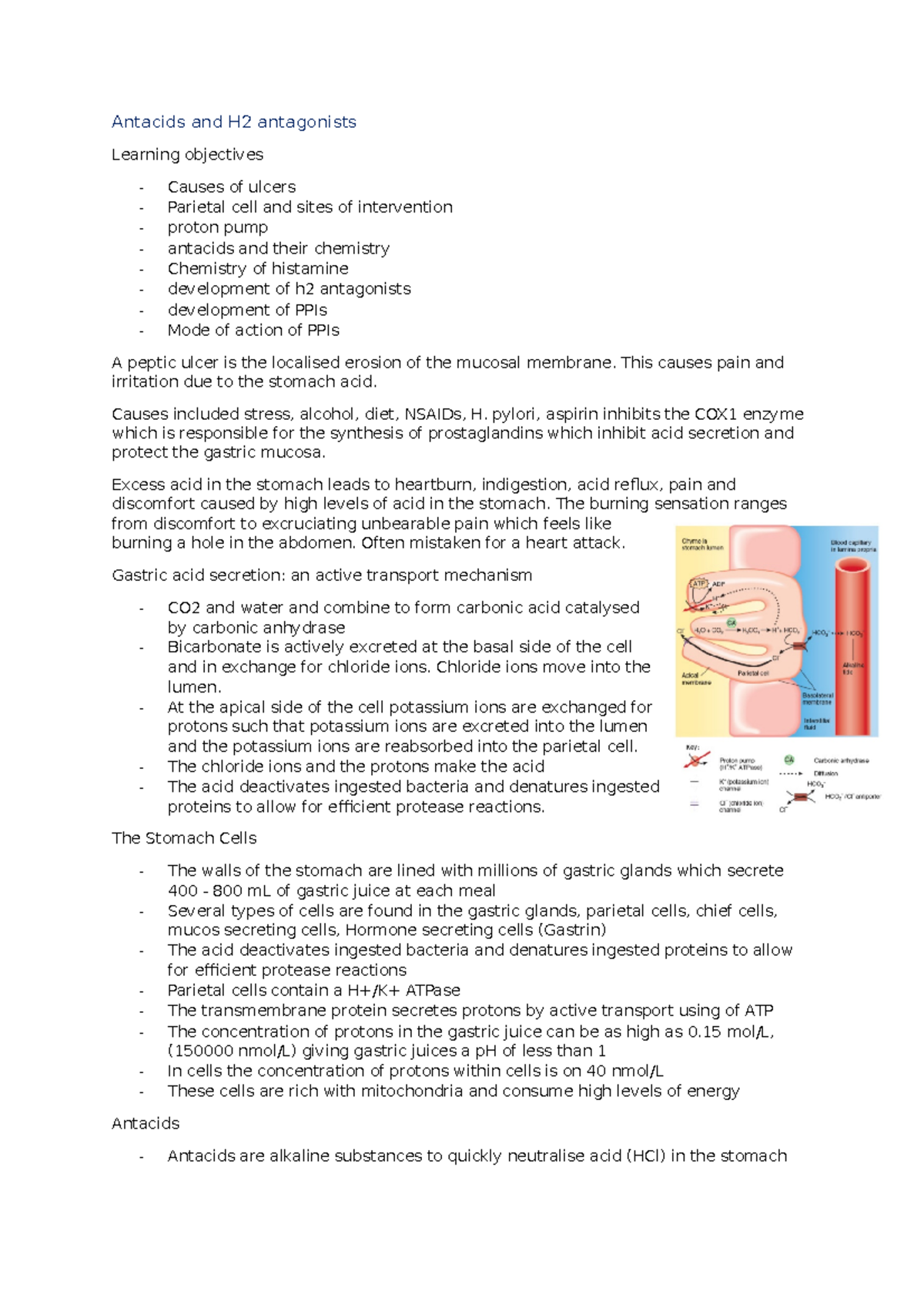 Antacids and H2 antagonists GSS Module Antacids and H2 antagonists Learning objectives Causes