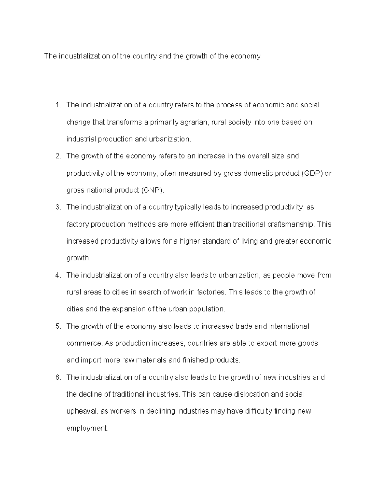 Foundations of America The industrialization of the country and the