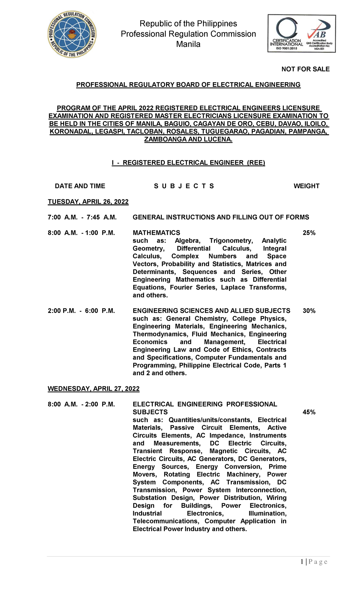 PRCBoard of Electrical Engineering Program Pandemic Guidelines