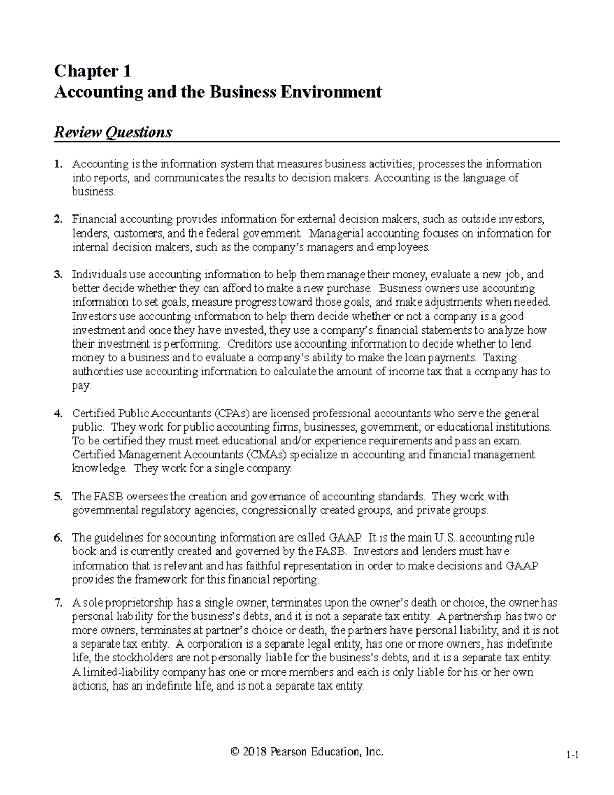 Chapter 1 Accounting and the Business Environment - business - Studocu